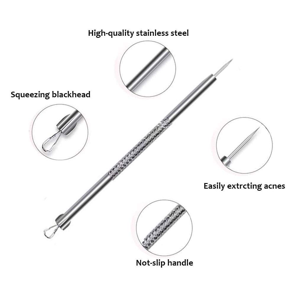7-Piece Blackhead Remover Kit - Professional Pimple Extractor Tools for Face Acne Treatment, Comedone Tweezers Set - Perfect for Home Skincare & Spa Facial Care