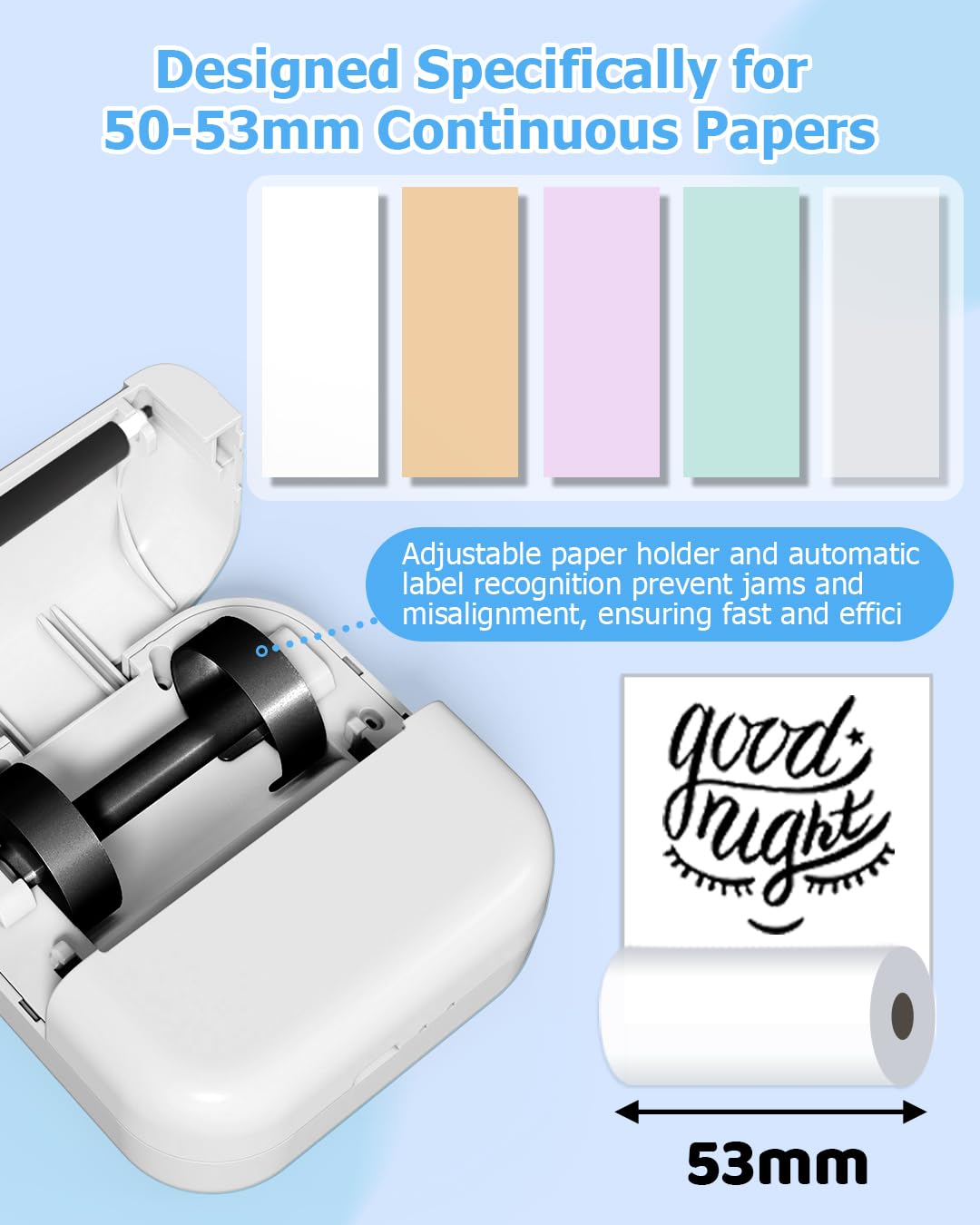 Bluetooth Mini Sticker Printer M02X - Portable Inkless Pocket Photo Printer with 3 Rolls Paper for Study Notes, DIY Crafts, Scrapbooking, Memories & Gift Giving - Perfect for School, Office, Travel and Home Use