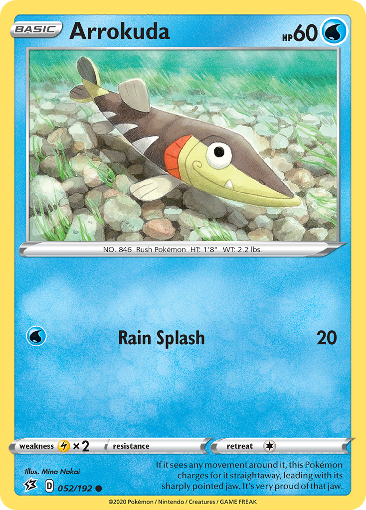 Arrokuda 052/192 Pokemon Trading Card - Rare Holo Foil Collectible for Battles & Gaming