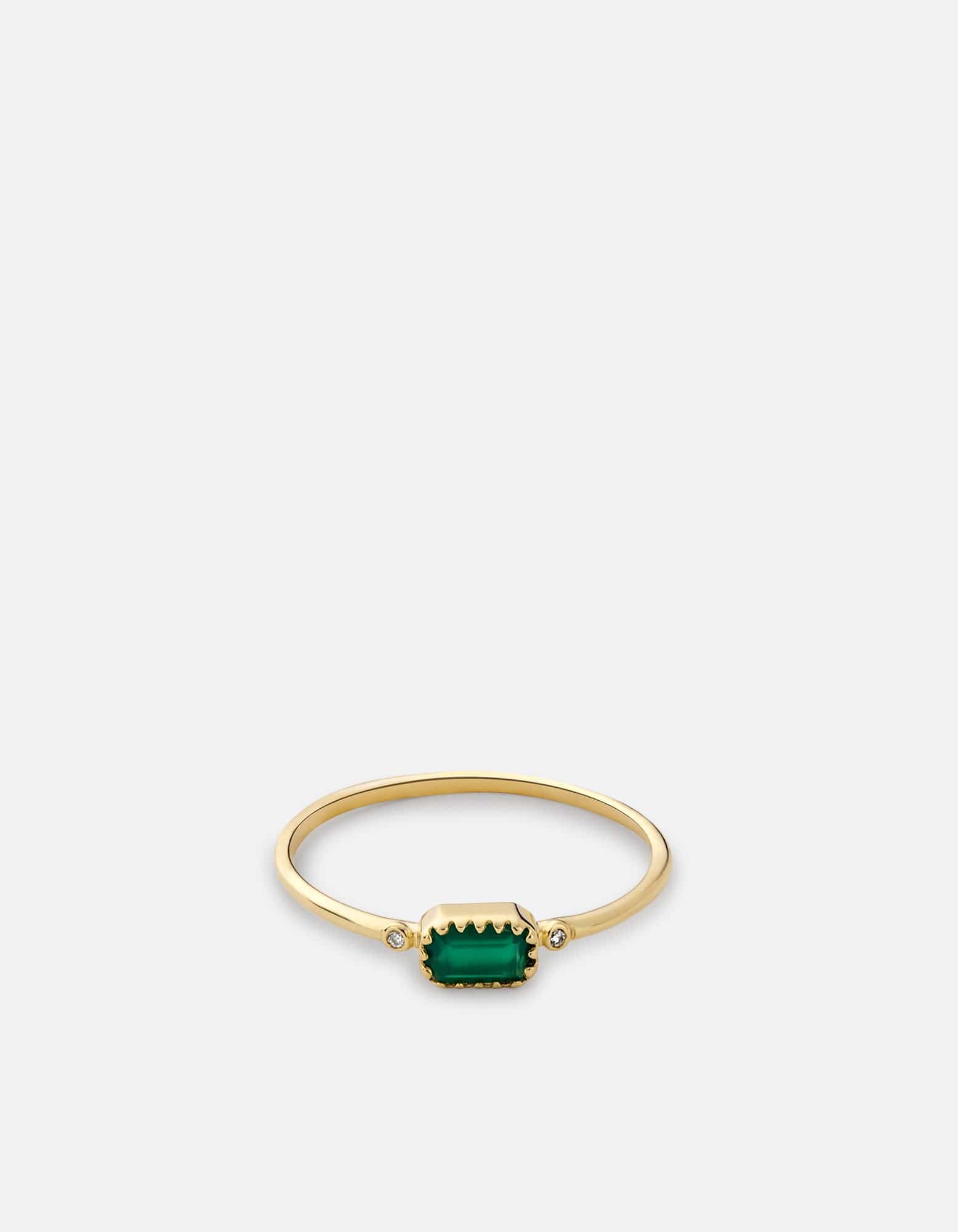 14K Gold Pavé Inari Chalcedony Ring for Women - Elegant Gemstone Jewelry for Everyday Wear, Gift Giving & Special Occasions