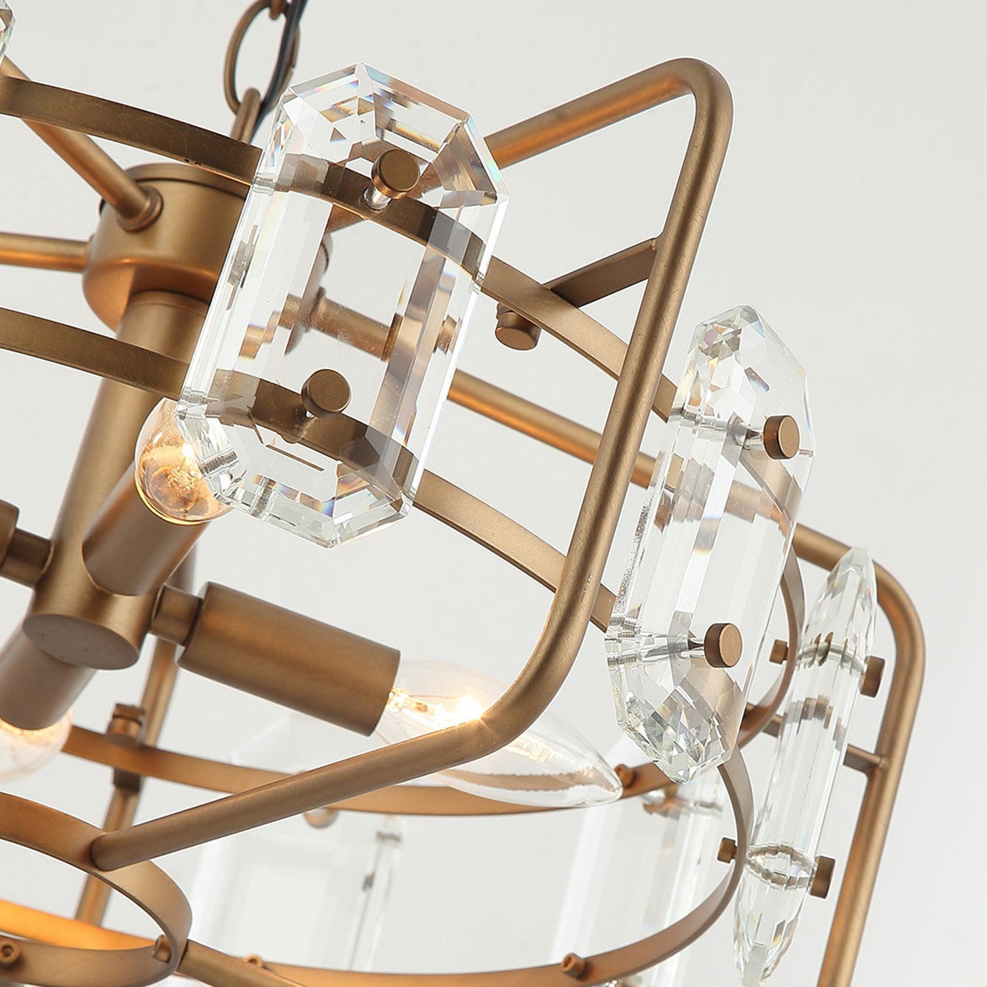 4-Light Modern Crystal Pendant Light Fixture - Gold or Black Finish - Perfect for Dining Room, Living Room, or Bedroom Ceiling Lighting