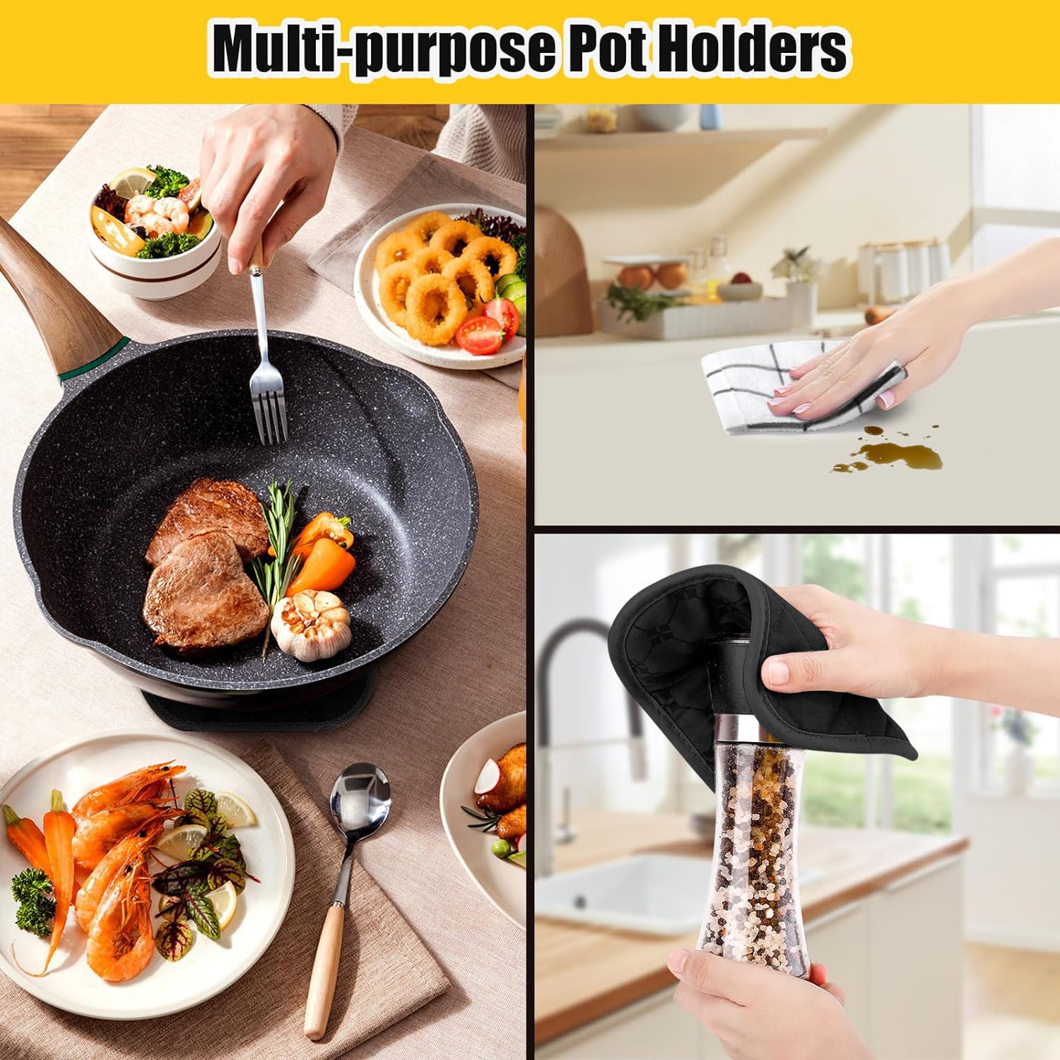 Premium 12-Piece Heat Resistant Oven Mitts & Kitchen Towel Set - 500°F Protection with Non-Slip Silicone Grip for Cooking, Baking, Grilling - Perfect for Home Chefs & BBQ Enthusiasts
