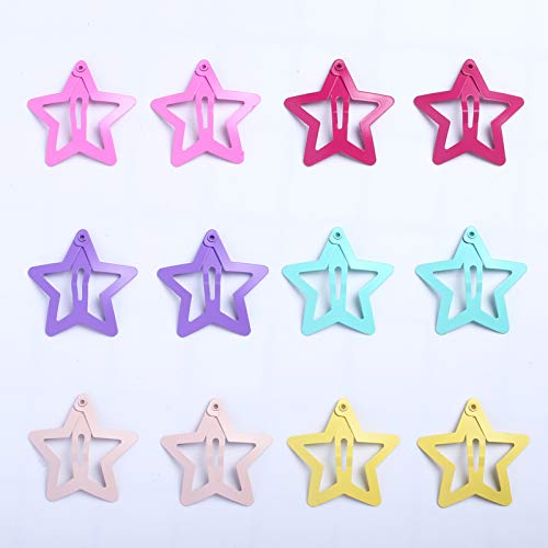 12Pcs Multi-Color Star Hair Clips for Kids - Cute Cartoon Snap Barrettes, Non-Slip Metal Hairpins for Baby & Children - Perfect for School, Parties & Daily Hairstyles