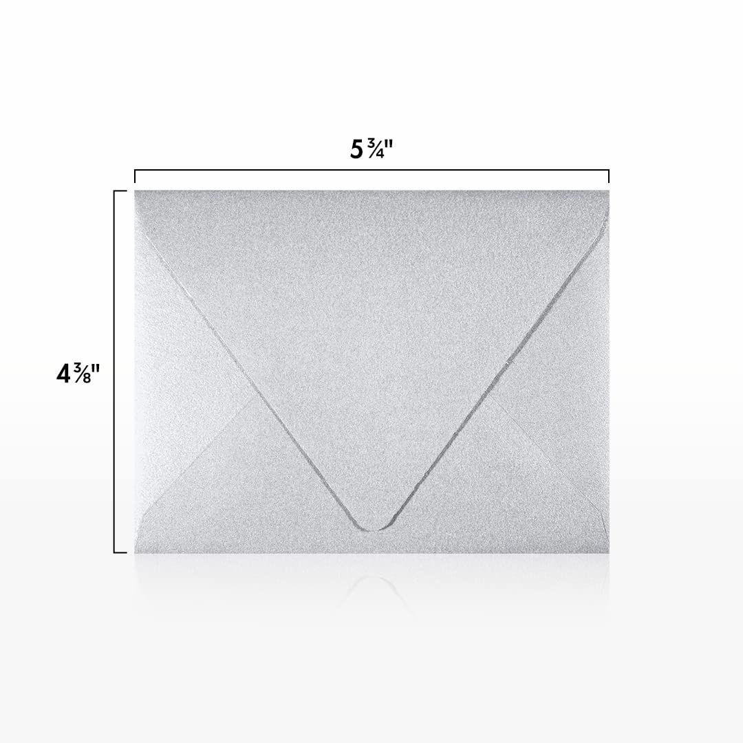 Premium A2 Contour Flap Envelopes (4 3/8 x 5 3/4 Inches) - 1000 Pack Silver Metallic Business Envelopes for Wedding Invitations, Greeting Cards & Professional Correspondence