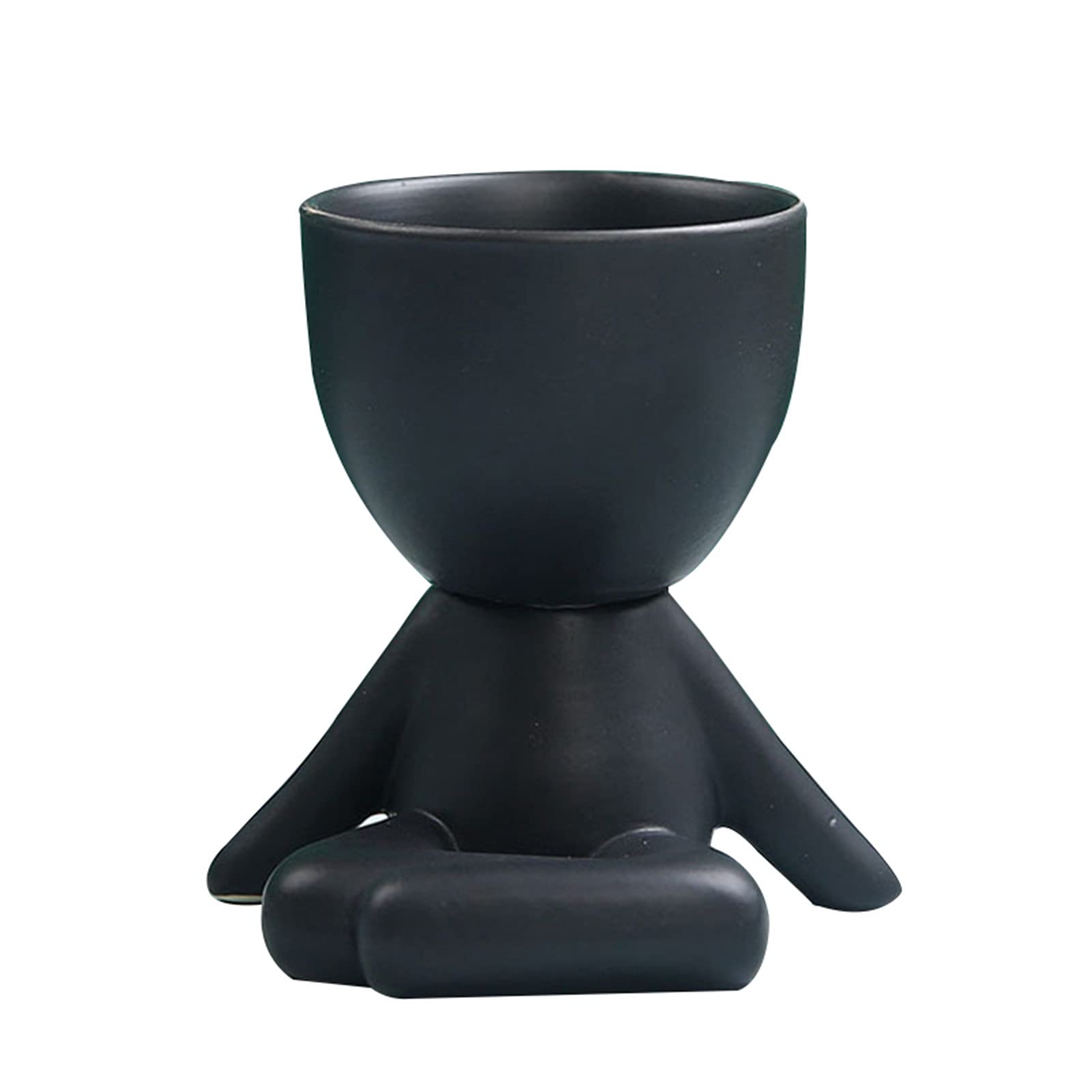 Small Ceramic Succulent & Cactus Planter Pot - Human Shape Flower Pot for Home, Office, Kitchen Decor | Perfect for Desktop Plants, Indoor Gardening & Gift Giving