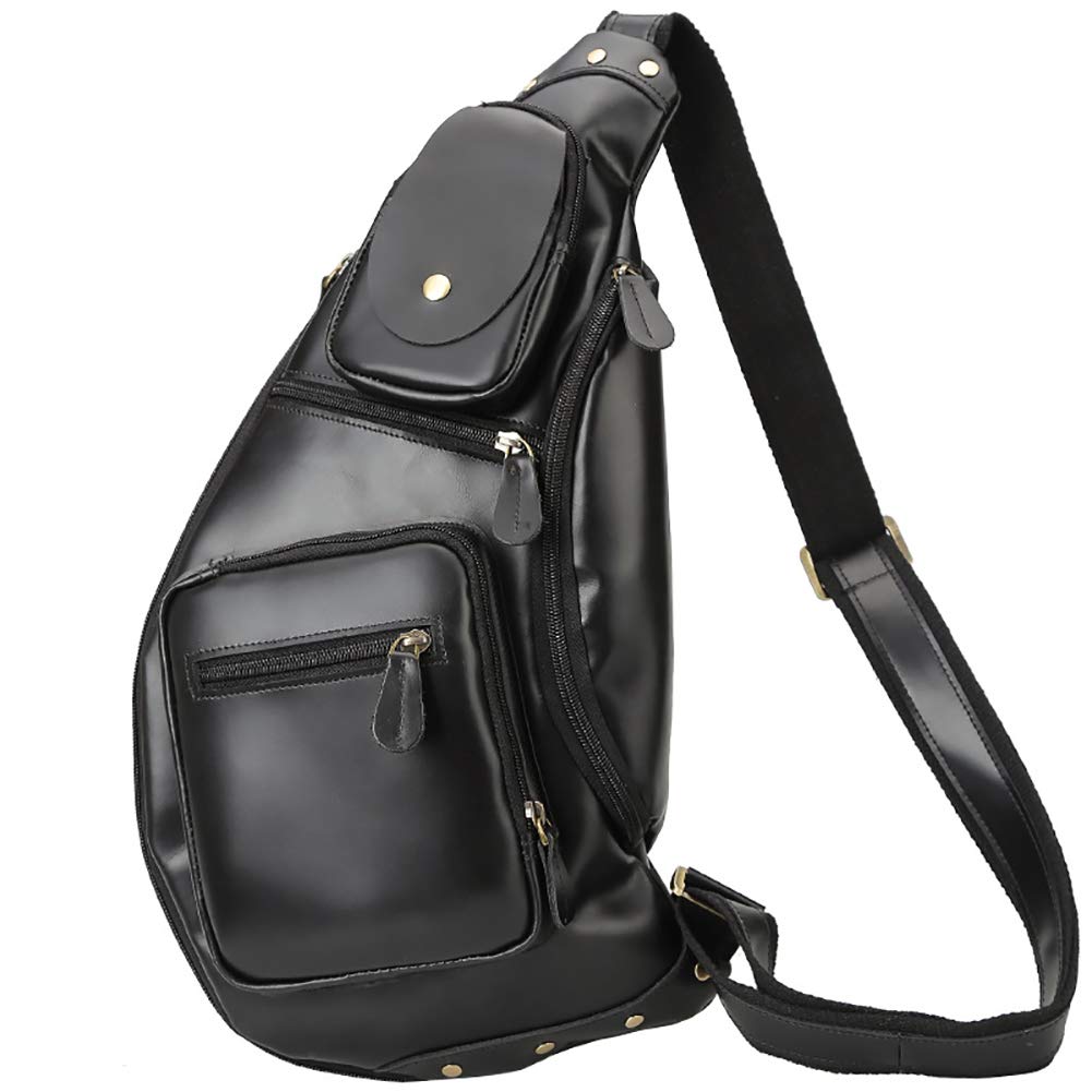 LederleiterUSA Men's Leather Chest Bag - Sling Crossbody Shoulder Bag Backpack for Outdoor, Travel & Daily Use - Durable & Stylish Men's Accessory