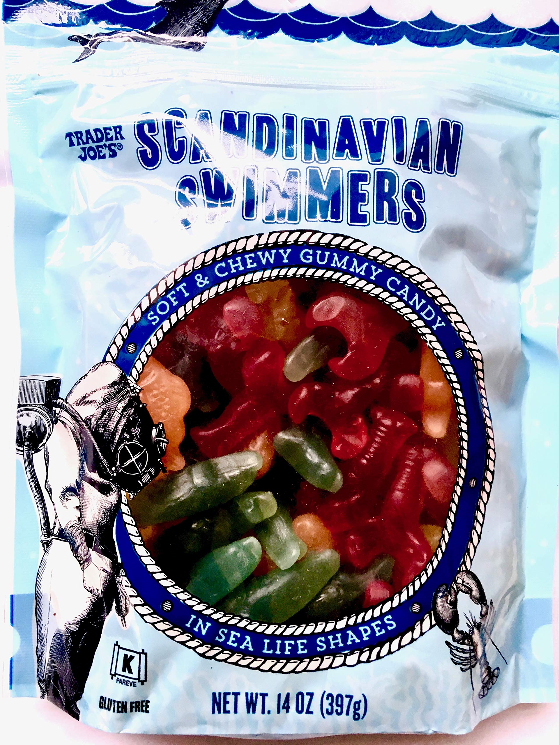 3-Pack Trader Joe's Scandinavian Swimmers 14oz Gummy Candy - Soft & Chewy Sea Life Shapes, Gluten Free, Kosher - Perfect for Parties, Snacks & Lunchboxes