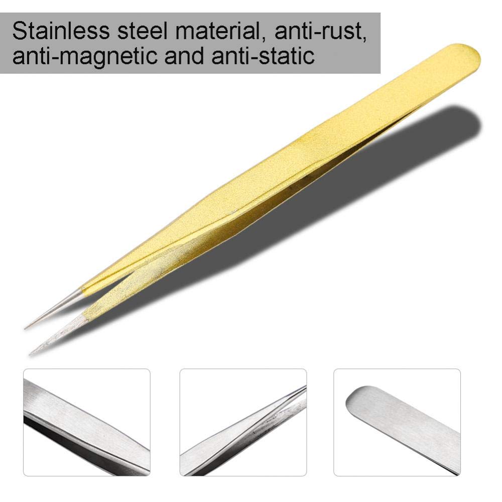 Professional Stainless Steel Eyelash Tweezers for Extensions & False Lashes - Straight & Curved Tip Eyelash Application Tools - Perfect for Salon, Home Use & DIY Lash Artists