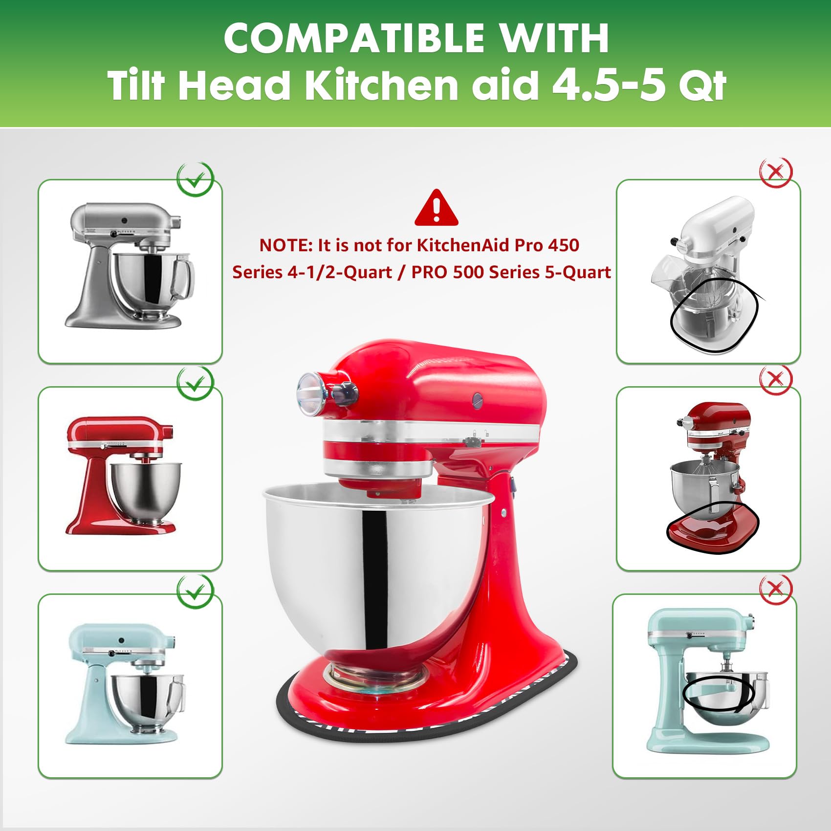 KitchenAid Mixer Sliding Mat for Artisan 4.5-5 Qt Tilt-Head Stand Mixer - Non-Slip Countertop Protector Pad for Easy Mixing & Baking Accessories | Perfect for Kitchen Countertops & Baking Stations