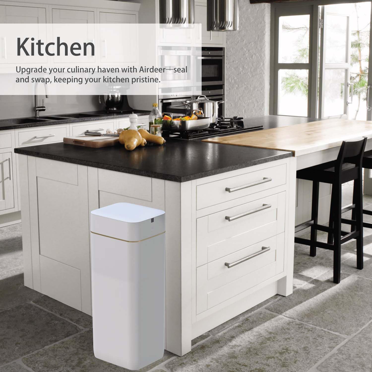 Automatic Trash Can 8 Gallon - Self Sealing Smart Motion Sensor Garbage Bin with Lid - Touchless Self-Changing Wastebasket for Kitchen, Bathroom, Bedroom & Office - Includes 6 Refill Rings (White, L2) - Perfect for Hygienic Home & Commercial Spaces
