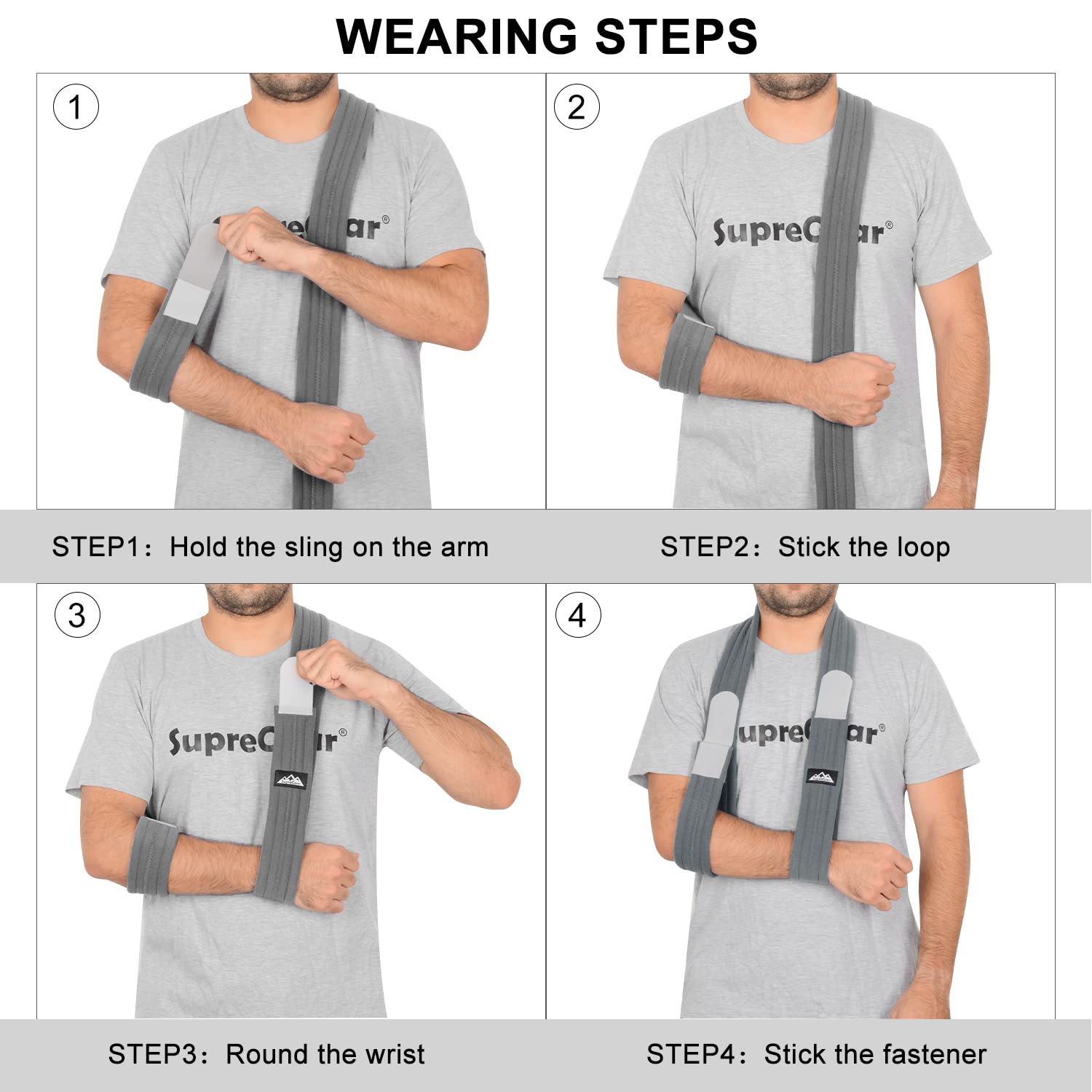 Supregear Adjustable Arm Sling - Lightweight Shoulder Support for Injured Arm, Elbow, Broken Collarbone, Torn Rotator Cuff & Dislocation - Left/Right Arm Immobilizer for Men & Women - Perfect for Post-Surgery Recovery & Daily Comfort