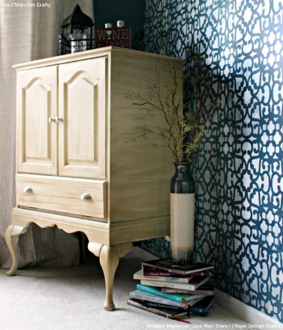 Modern Moroccan Lace Wall Stencil - Reusable DIY Painting Template for Home Decor, Nursery, Bedroom & Living Room Accent Walls