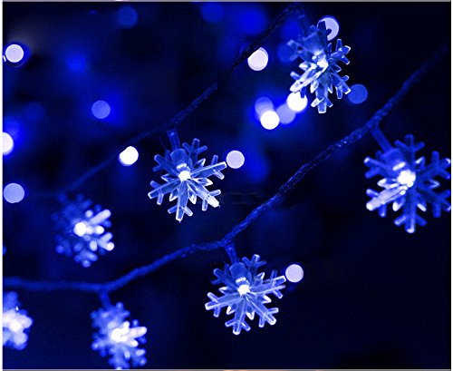 40 LED Snowflake String Lights - 19ft Waterproof Outdoor & Indoor Christmas Decorative Lights for Holiday, Party, Wedding, Garden, and Home Decor (Blue)