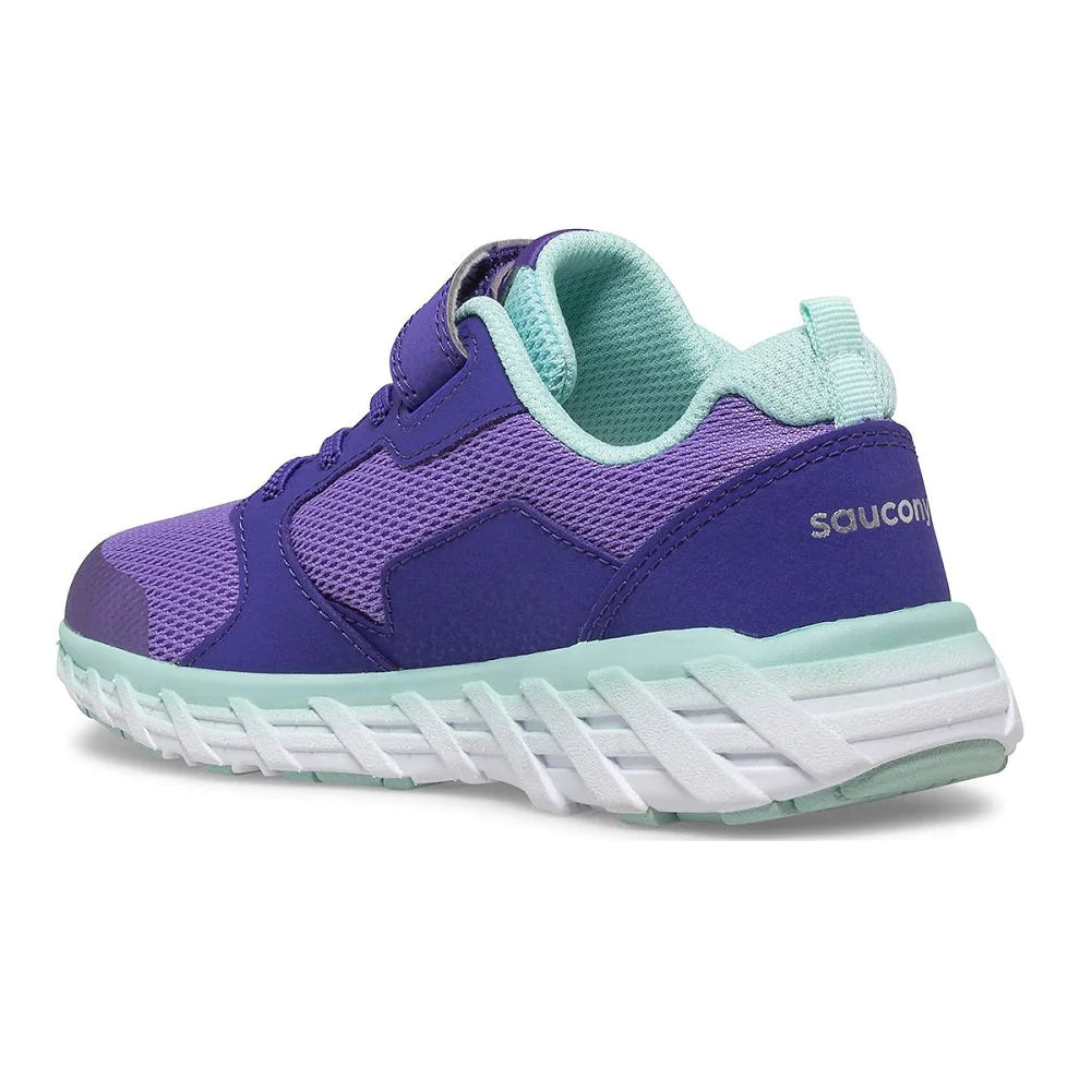 Saucony Wind 2.0 A/C Kids Running Shoes - Lightweight Breathable Athletic Sneakers for Boys & Girls in Purple/Turquoise - Perfect for School, Sports & Outdoor Activities