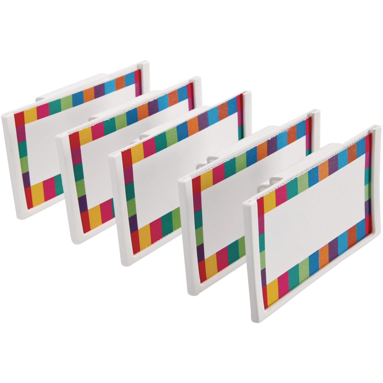 Really Good Stuff 5-Pack Universal Label Holders With Labels - Durable Organization Solutions for Office, Classroom & Home Storage