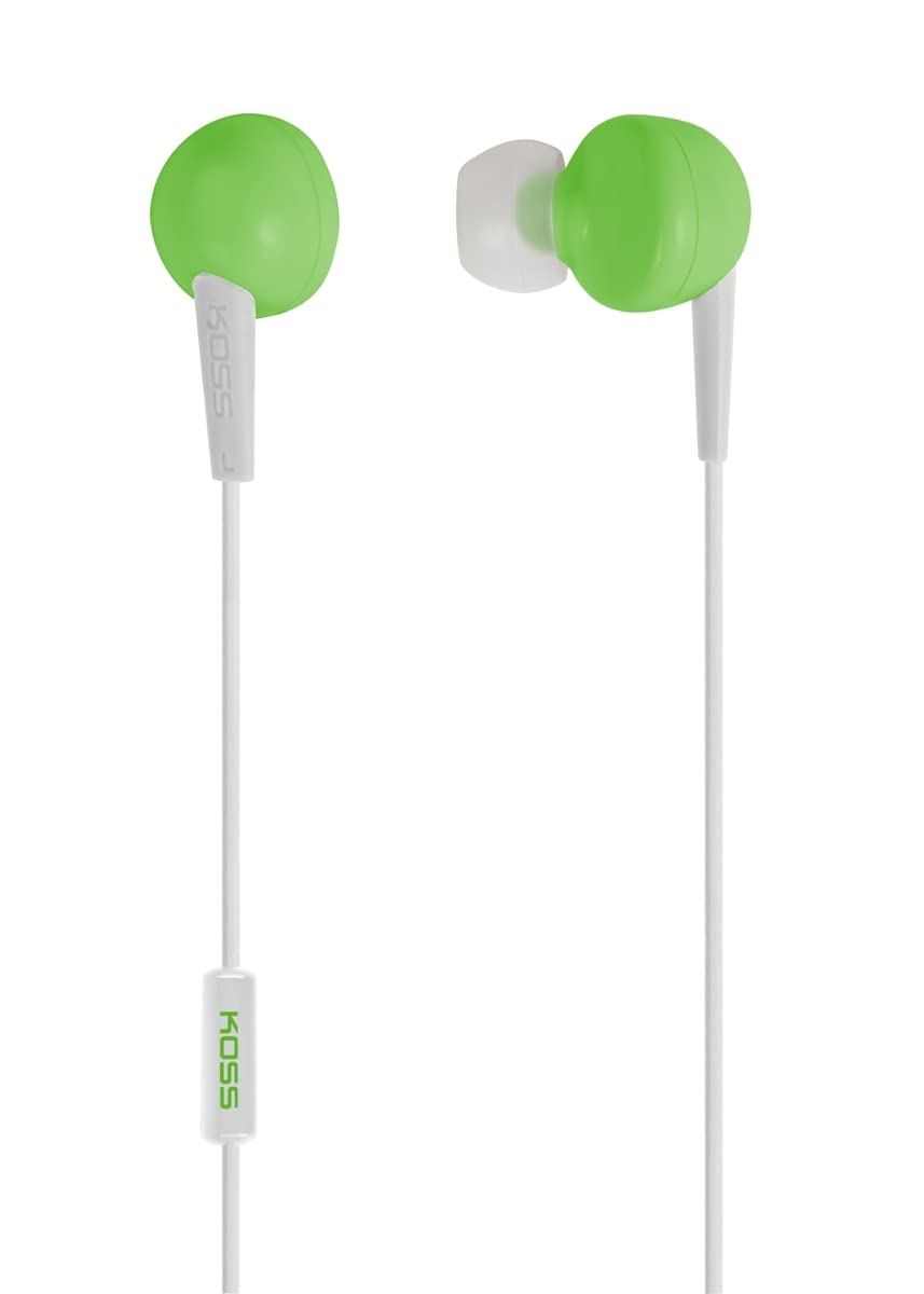 Koss 181032 Keb6i Noise Isolating In-Ear Headphones with Mic - Green | High-Quality Sound for Commuting, Workouts & Travel