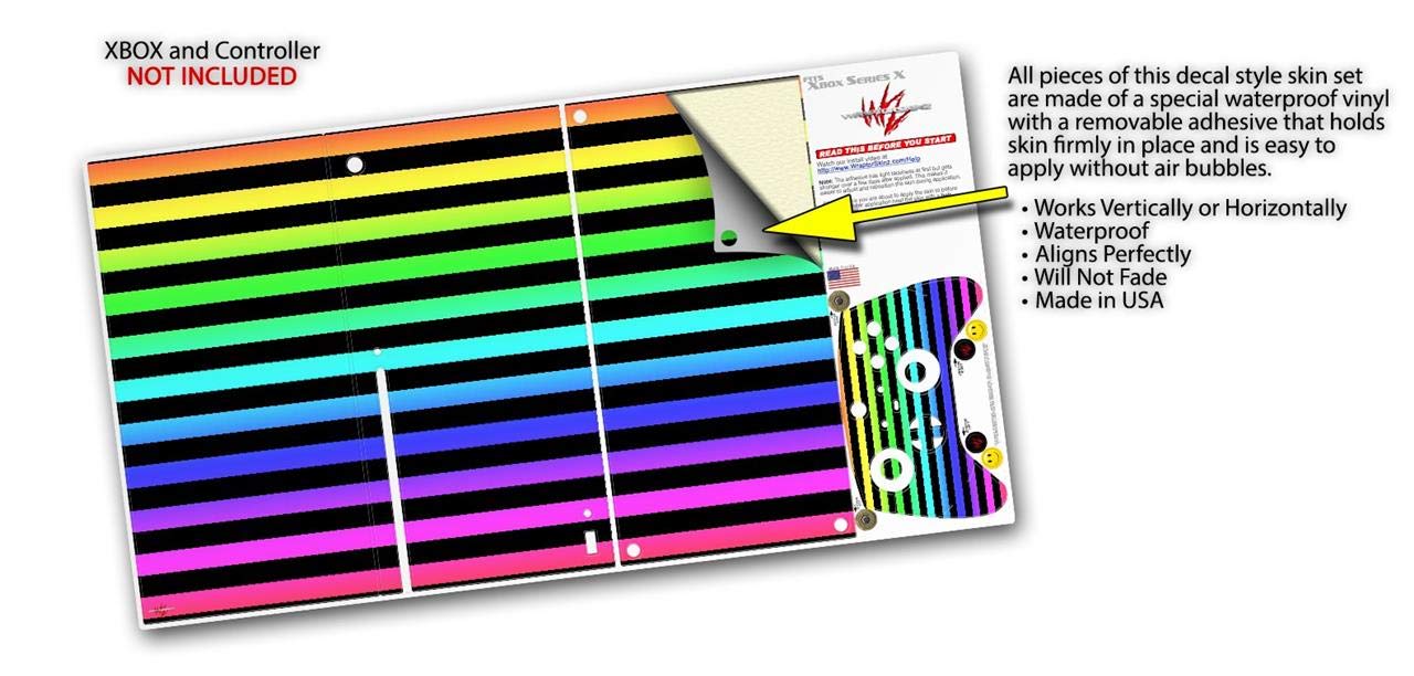 XBOX Series X Console & Controller Vinyl Wrap Skin Decal - Rainbow Stripes Design | Protective Cover for Gaming Accessories | Perfect for Customizing Your Gaming Setup & Protecting Devices