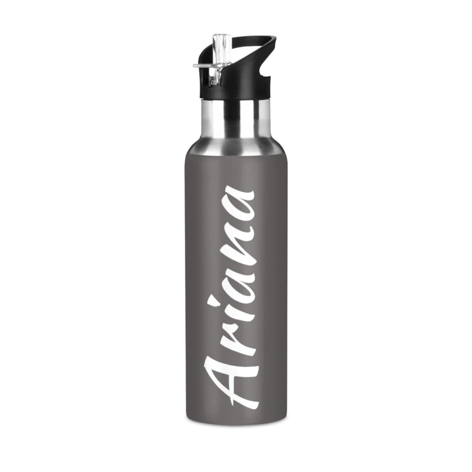 Custom 33oz Insulated Sports Water Bottle with Straw Lid - Personalized Grey Reusable Water Bottle for Hiking, Cycling & Outdoor Activities | Perfect for Gym, Work & Travel Hydration