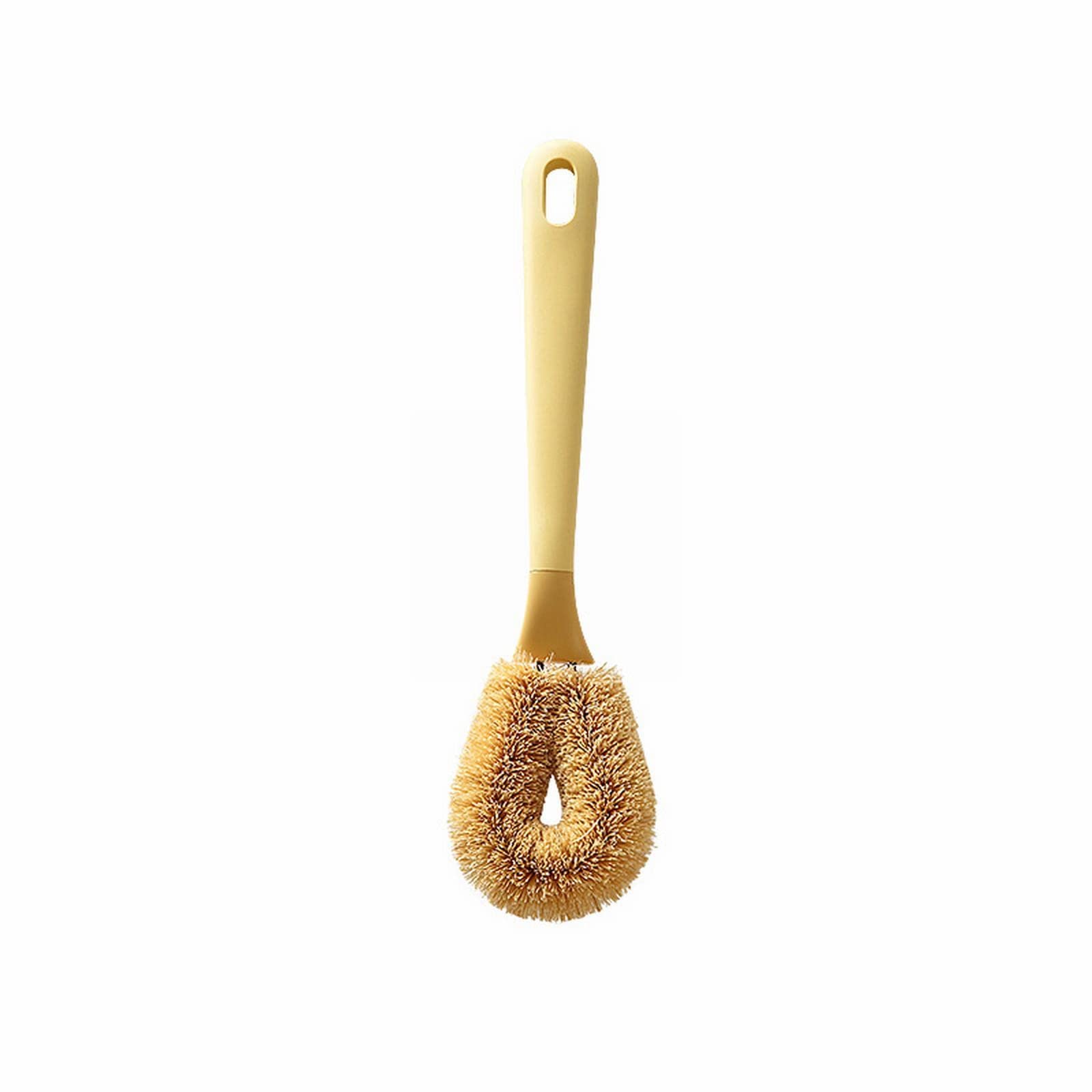 Eco-Friendly Coconut Fiber Dishwashing Brush - Long Handle Kitchen Scrubber for Pots, Pans & Gas Stoves - Natural Brown Bristles for Tough Grease Removal - Perfect for Microwave, Oven & Daily Cleaning (One Size)