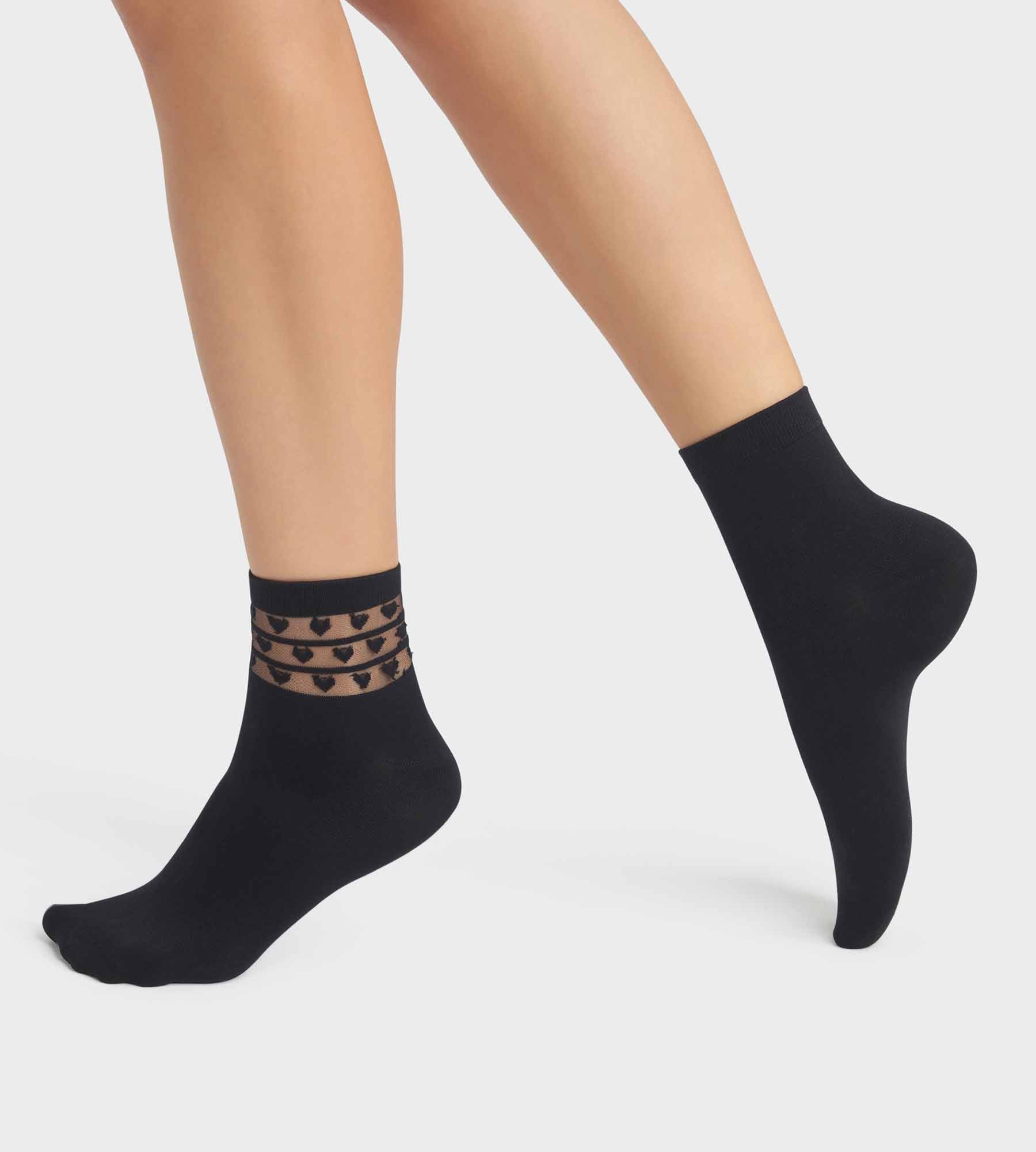 2 Pairs Women's Microfiber Socks with Heart Patterns - Dim Skin - Soft & Comfortable for Daily Wear, Workouts, and Casual Outfits