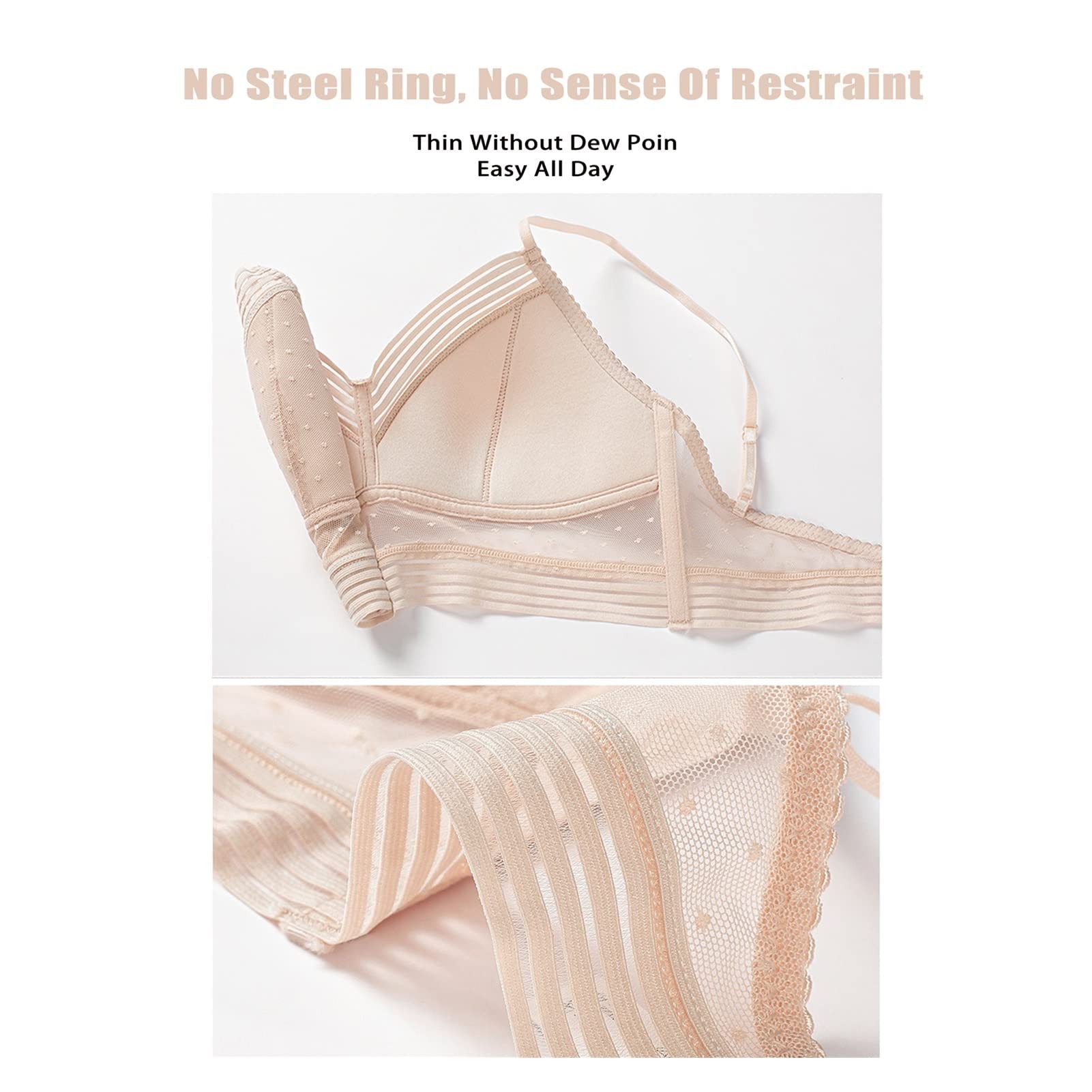 Wireless Lace Back Bra for Women - Low Back Support Push Up Lace Bra with Lift & Comfort - Perfect for Evening Dresses, Backless Outfits & Special Occasions