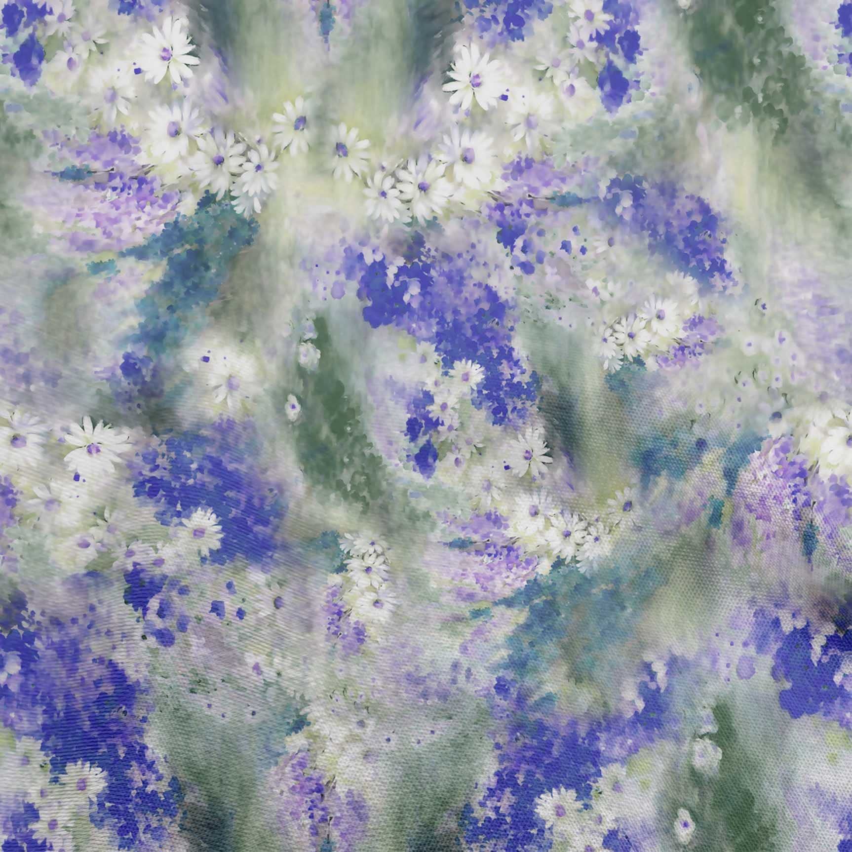 oneOone Cotton Flex Blue Fabric Watercolor Floral Print - 40 Inch Wide Sewing Material by The Yard for DIY Clothing, Dresses & Home Decor Projects