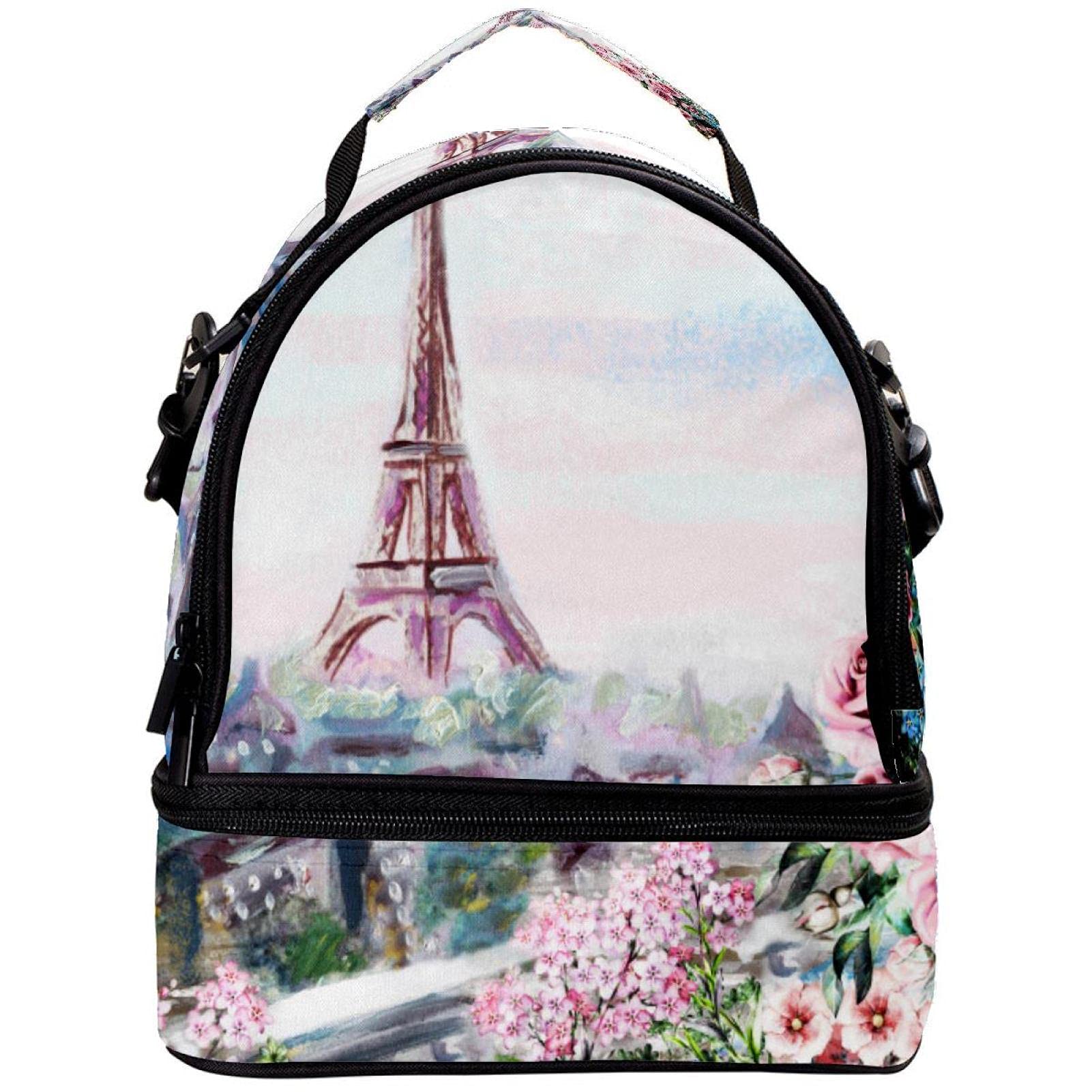 GIOVANIOR Insulated Lunch Box with Paris Eiffel Tower Design - Leakproof Cooler Bag for School, Work & Picnic - Reusable Lunch Tote for Men & Women - Perfect for Office, Hiking & Outdoor Activities