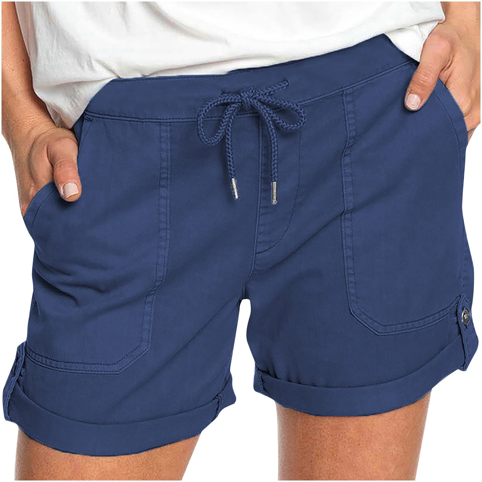 DASAYO Women's Casual Summer Shorts - Loose Fit Drawstring Chino with Pockets | Beach & Travel Wear