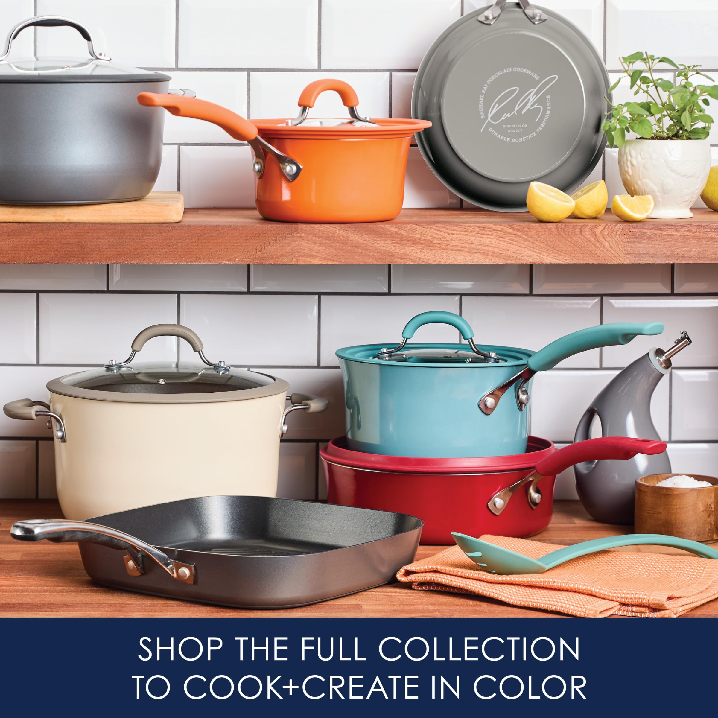Rachael Ray Cook + Create Nonstick Frying Pan Set - 9.5 & 11.75 Inch Gray Skillets for Sauteing, Frying & Cooking | Perfect for Home Kitchen & Professional Chefs