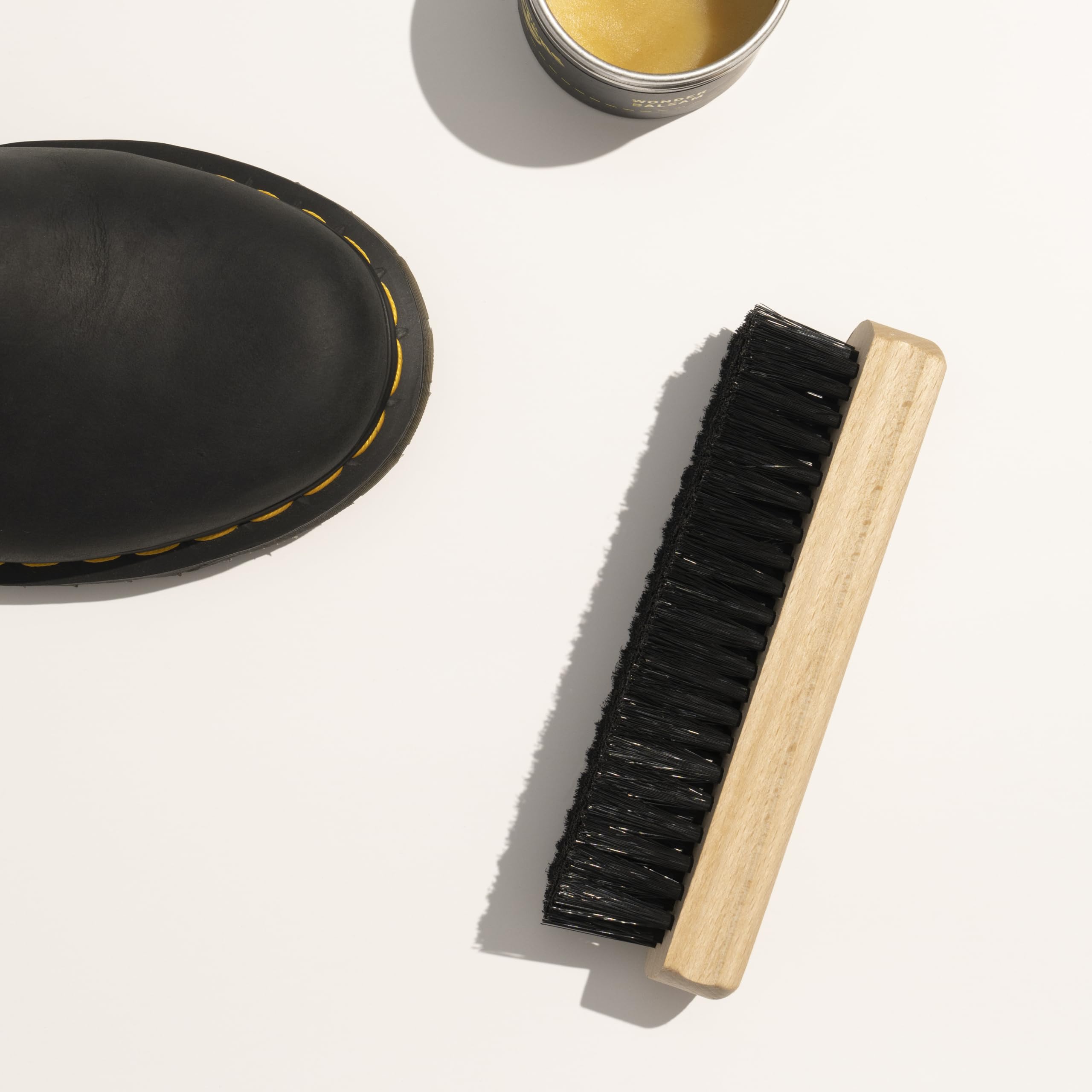 Premium Konex Shoe Brush with Natural Beechwood Handle - Handcrafted Wooden Shoe Cleaner with Thick Synthetic Konex Fiber Bristles - Durable & Effective for Quick Shoe Cleaning - Perfect for Leather Boots, Dress Shoes & Sneaker Care