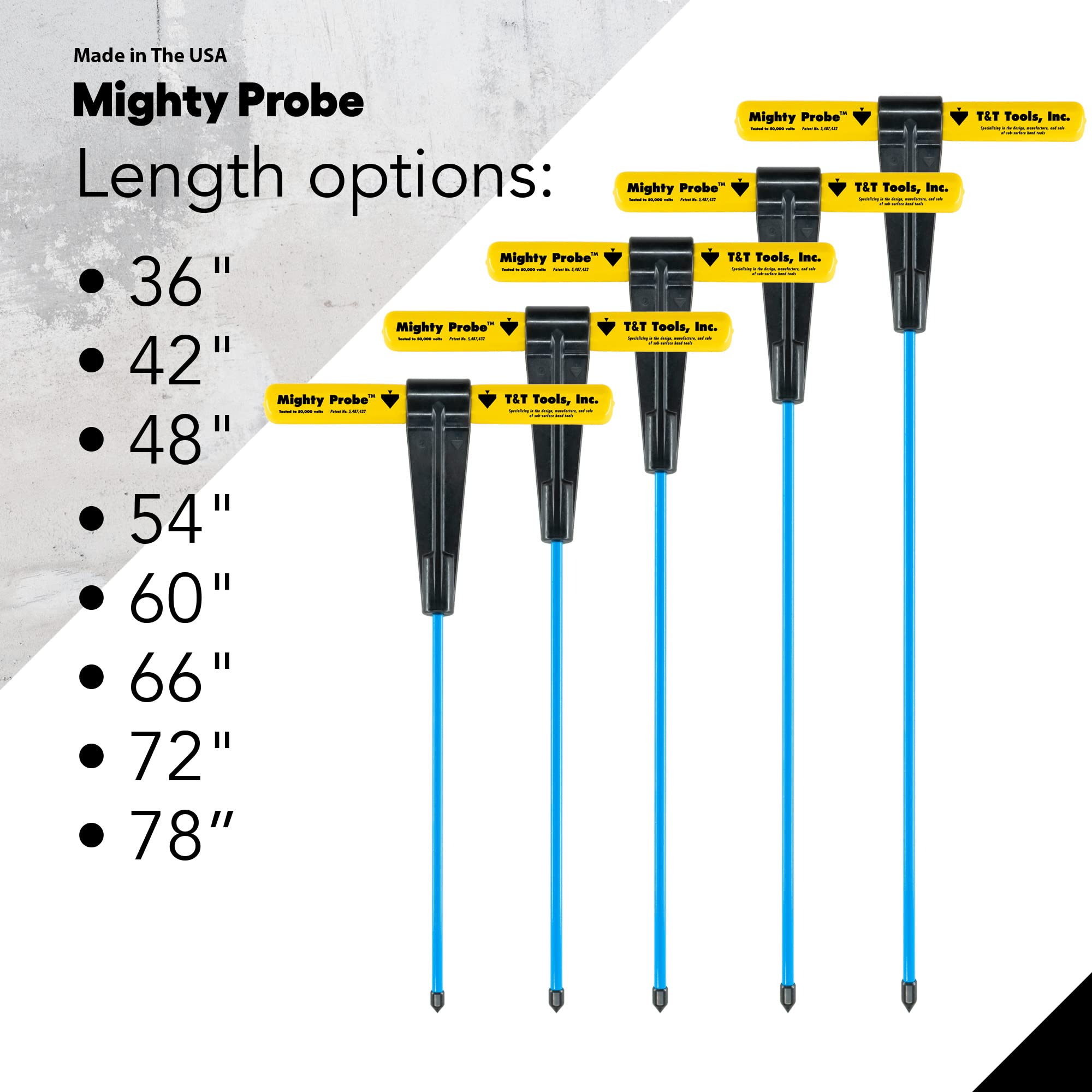 T&T Tools 78-Inch Insulated Metal Soil Probe - 2 Pack with 3/8-Inch Round Steel Rod - Heavy Duty T-Handle Probing Rod for Landscaping, Gardening & Soil Testing - Perfect for Farmers, Gardeners & Landscapers