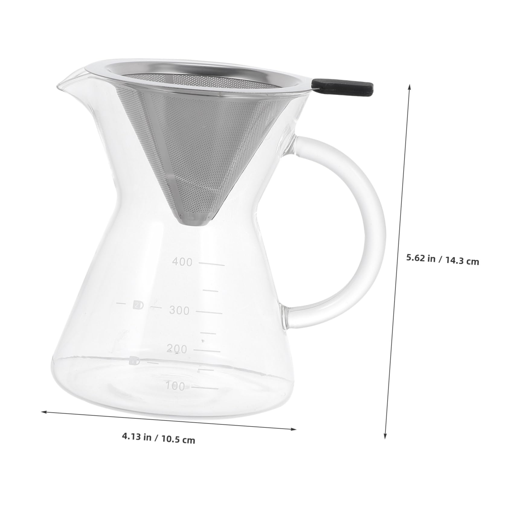 Hemoton Glass Coffee Carafe with Stainless Steel Filter - 34oz Coffee Brewer with Handle for Drip Coffee - Perfect for Home, Office, and Camping Use