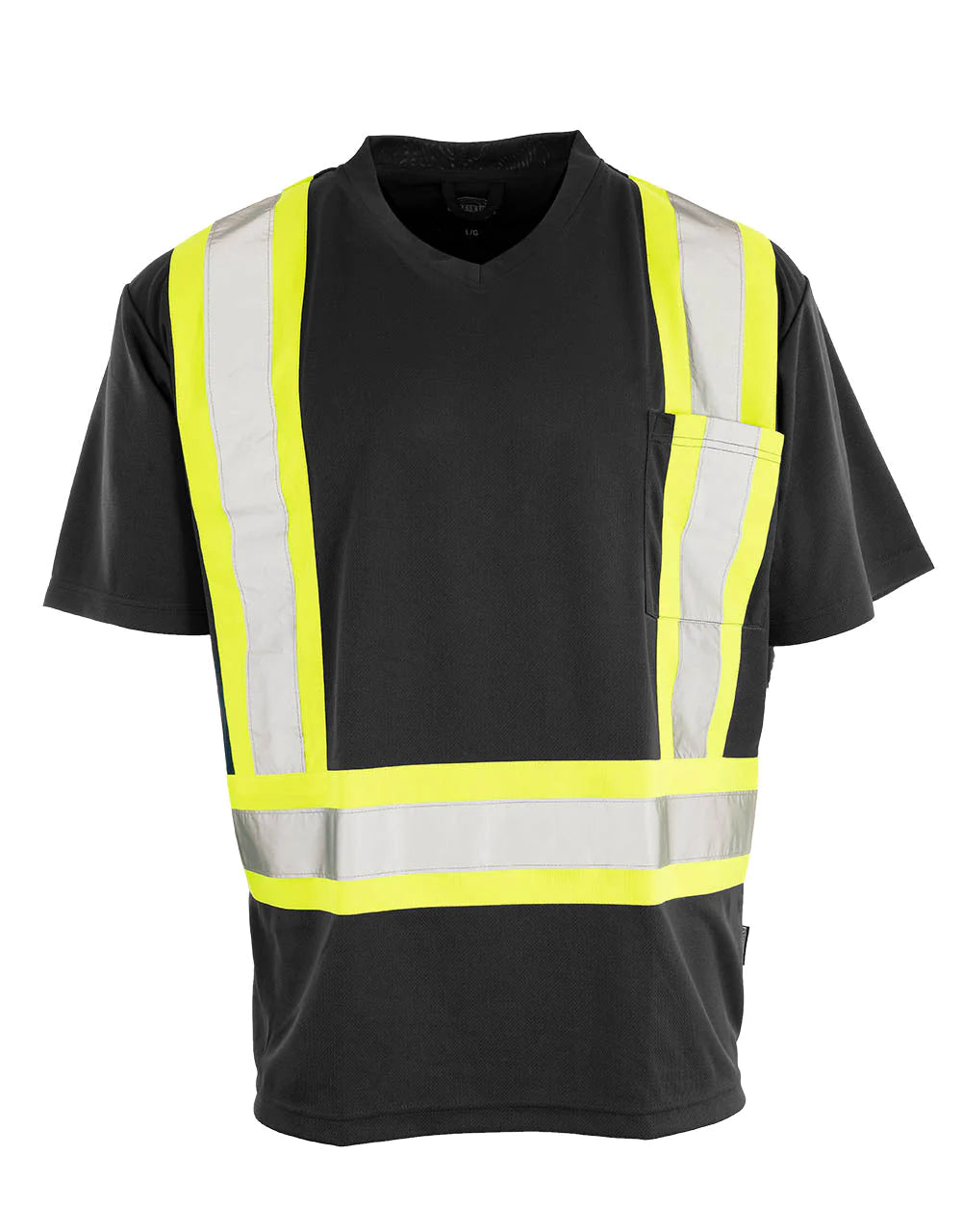 ForceField V-Neck Short Sleeve Safety T-Shirt - High Visibility Workwear for Construction & Outdoor Jobs - Reflective Safety Tee for Men & Women (Model 022 BEPCSA) - Perfect for Night Shifts, Road Work & Emergency Response Teams