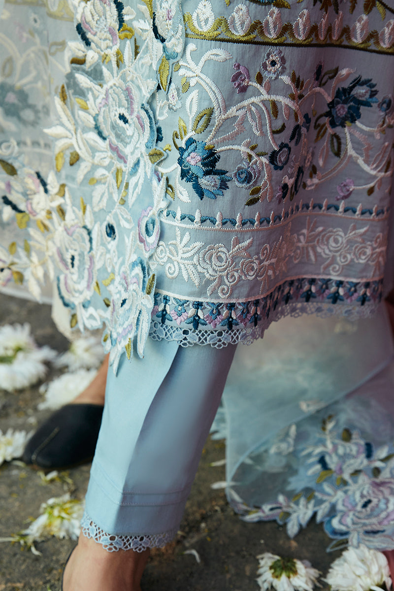 Cerulean Ornate Stitch 3-Piece Lawn Embroidered Suit for Women - Elegant Summer Outfit for Parties, Weddings, and Special Occasions