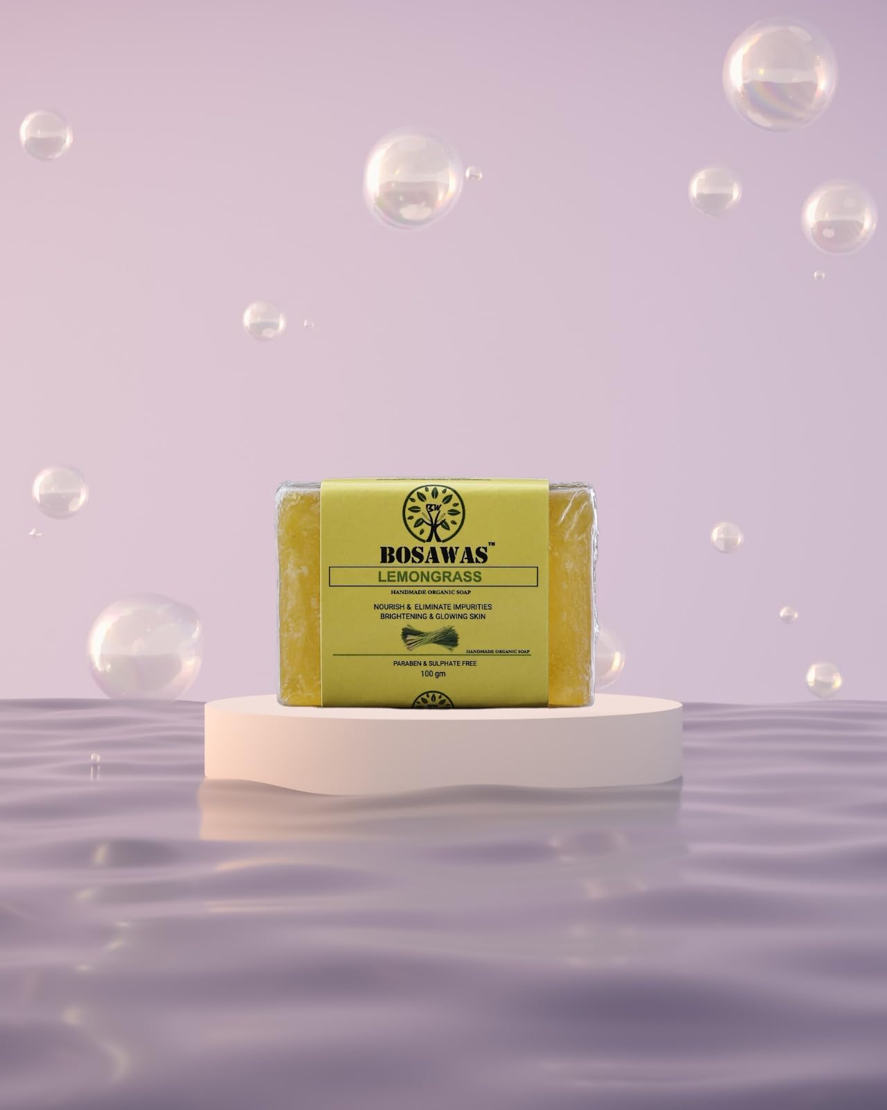 Organic Lemongrass Handmade Soap for All Skin Types - 100g Nourishing Bar to Brighten & Glow Skin, Remove Impurities | Natural Homemade Soap for Daily Cleansing, Spa Days & Gift Giving