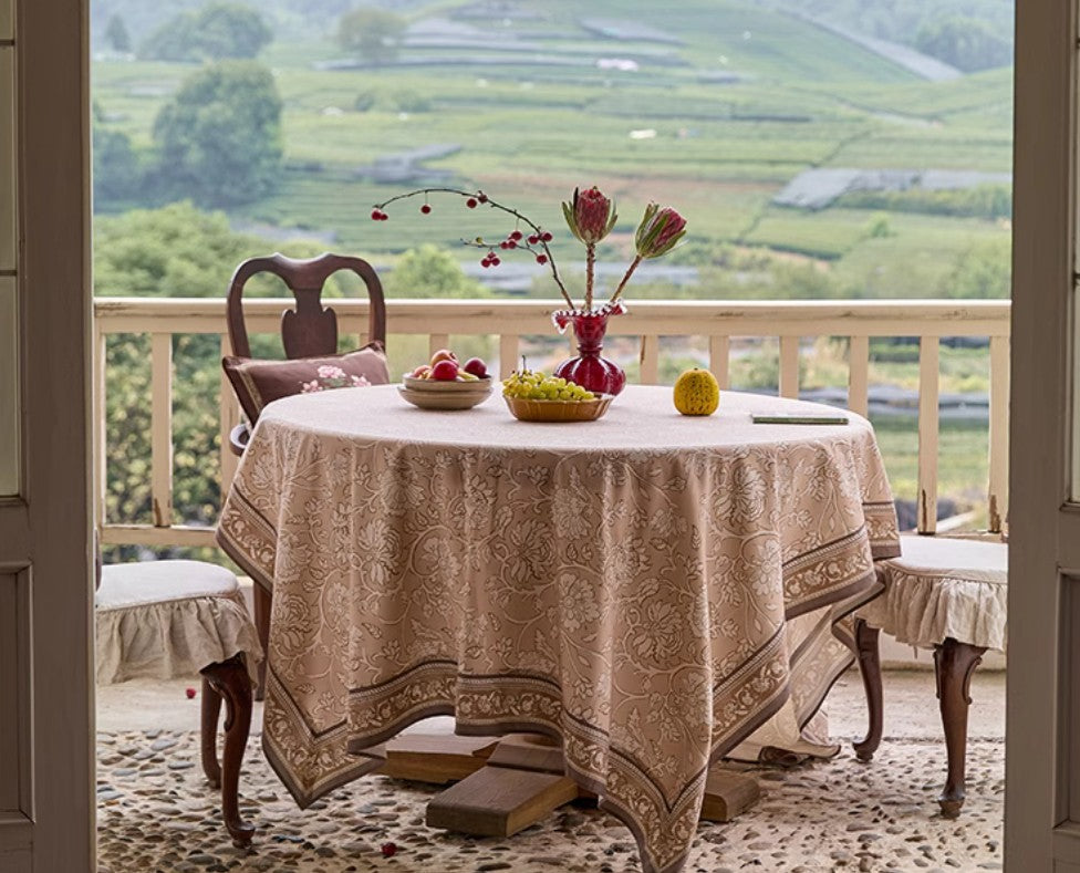 Farmhouse Tablecloth - Extra Large Rectangular Table Cover for Kitchen & Dining Room, Floral Design, Fits Round & Square Tables - Perfect for Family Dinners, Parties & Holiday Decorations
