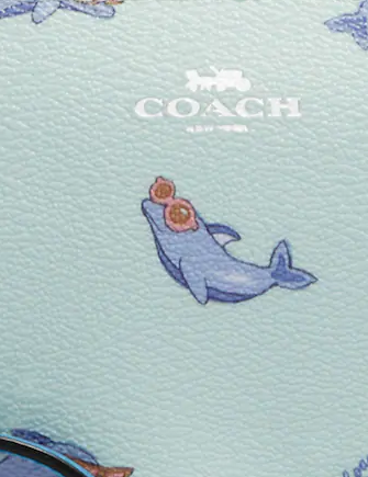 Coach Corner Zip Wristlet with Dolphin Print - Stylish Crossbody Wallet for Women | Perfect for Everyday Use, Travel & Shopping