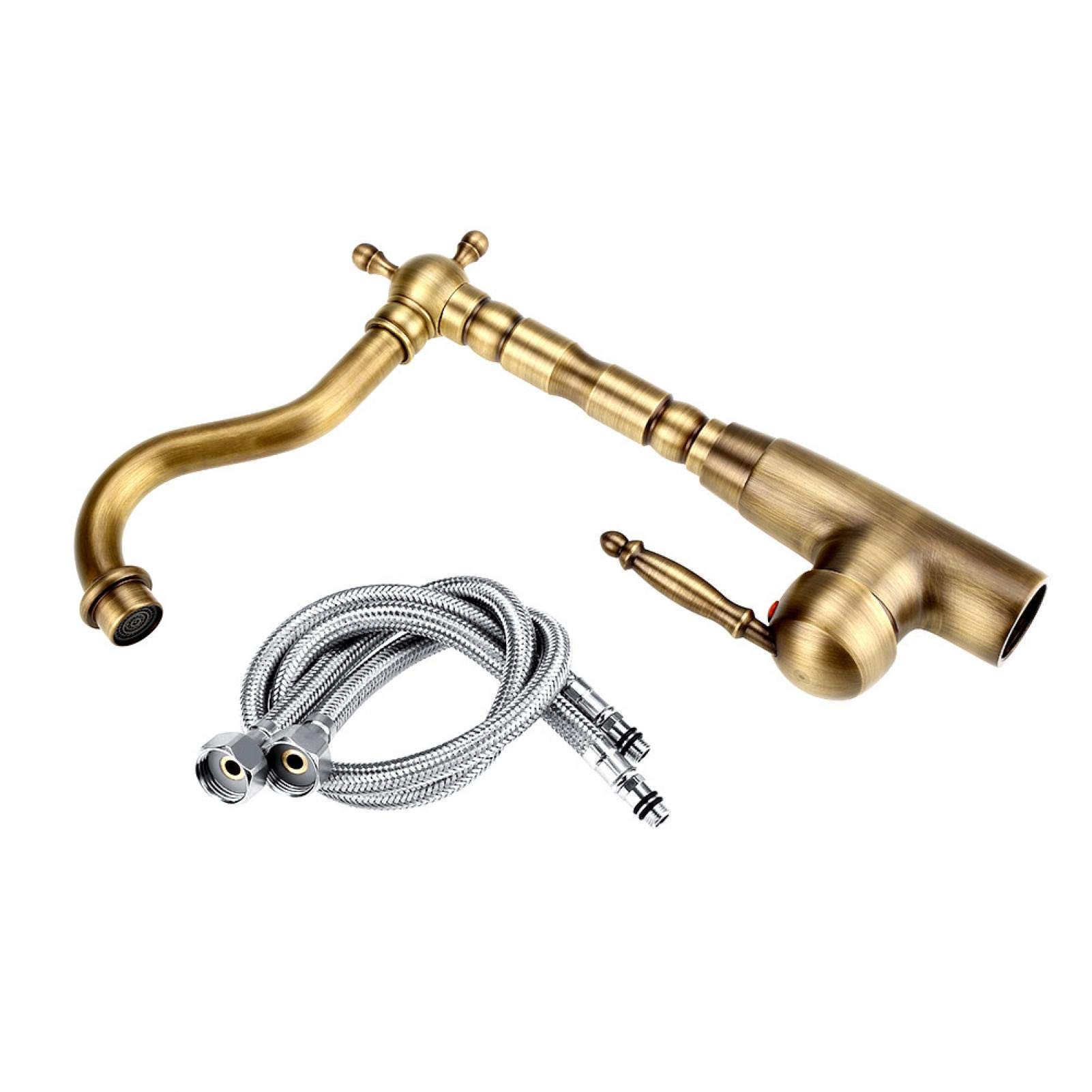 Vintage Sink Faucet - Antique Style Solid Brass Kitchen & Bathroom Basin Mixer Tap with Hot & Cold Water - Perfect for Farmhouse, Retro, and Victorian Home Decor
