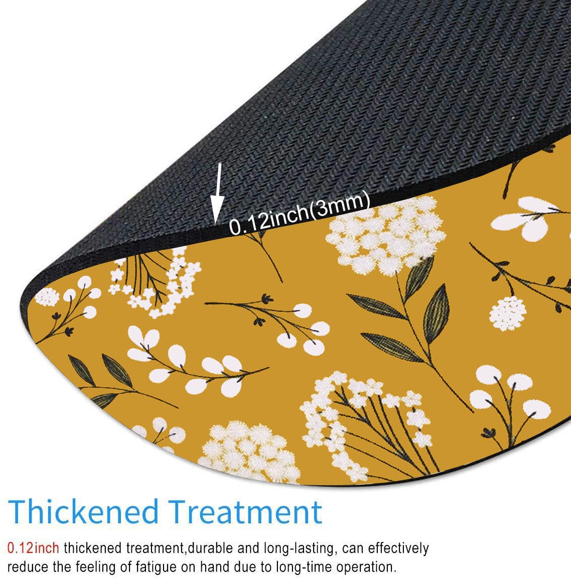 Floral Round Mouse Pad - Non-Slip Rubber Base Computer Mouse Mat with Yellow Flower Design | Waterproof Office & Gaming Accessory for Women | Perfect for Workstations, Home Offices & PC Gaming Setups
