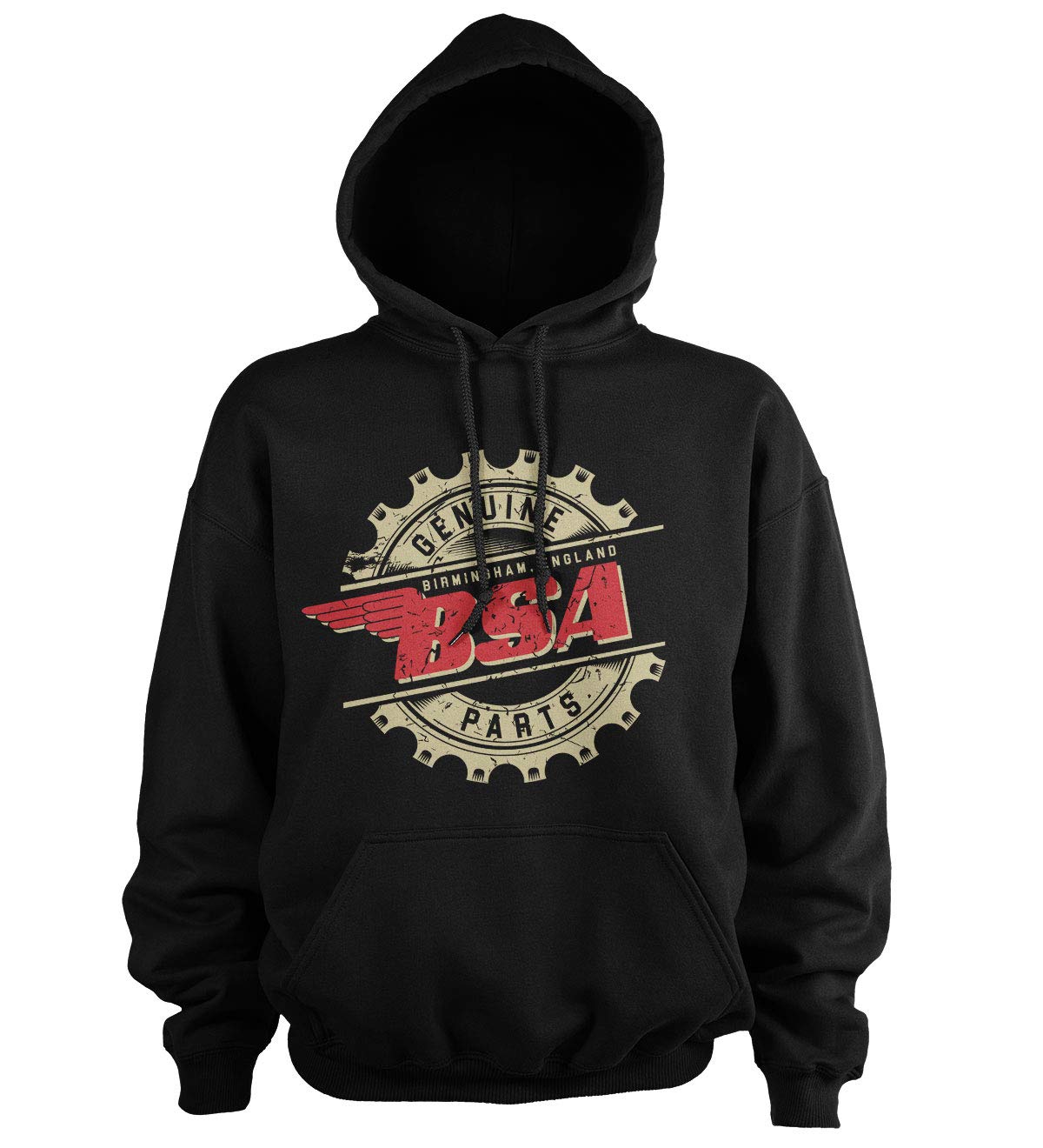 BSA Officially Licensed Genuine Parts Hoodie - Black - Perfect for Outdoor Adventures, Motorcycle Rides & Casual Wear
