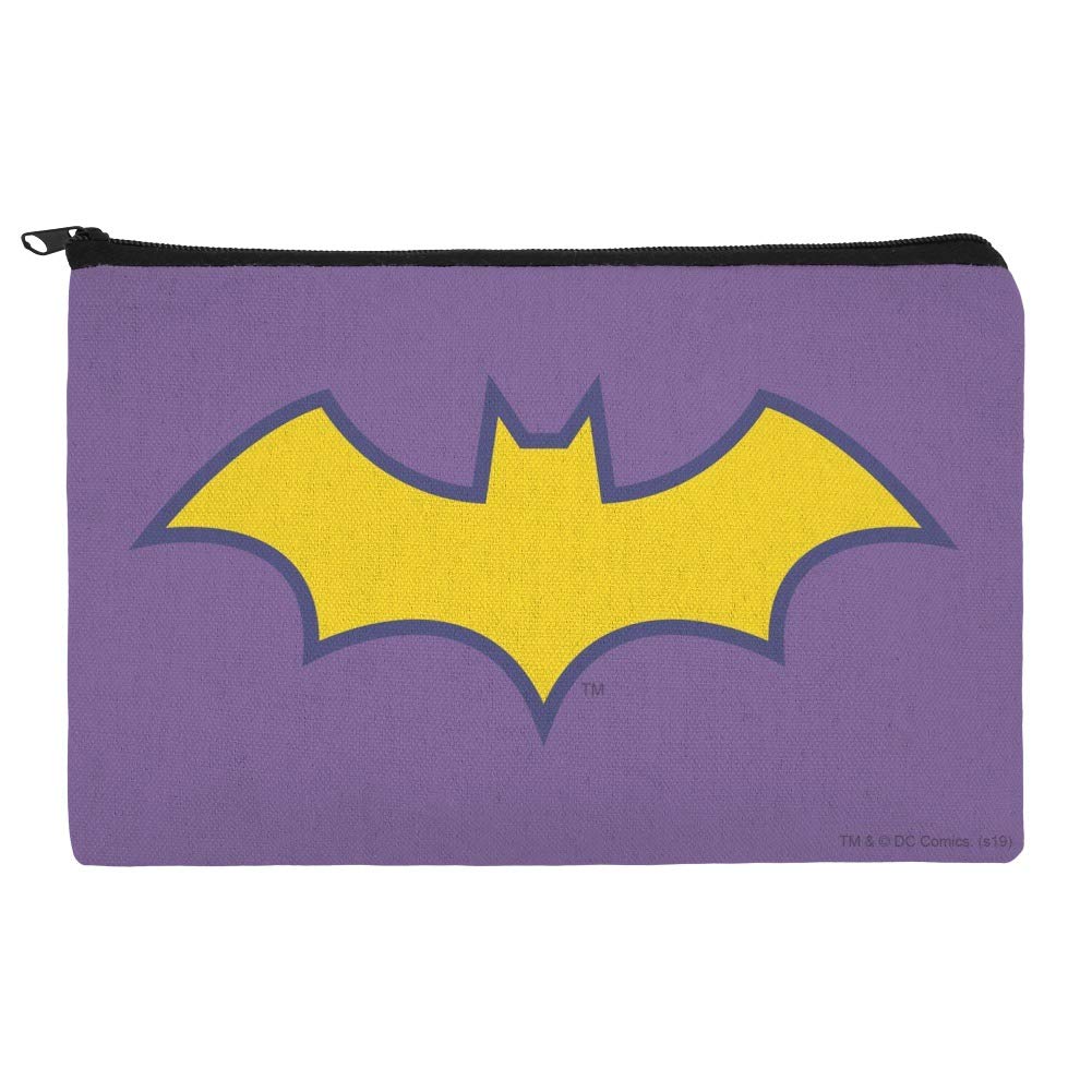 Batman & Batgirl Logo Makeup Bag - Waterproof Cosmetic Organizer Pouch for Travel, Gym & Daily Use | DC Comics Superheroes Collection