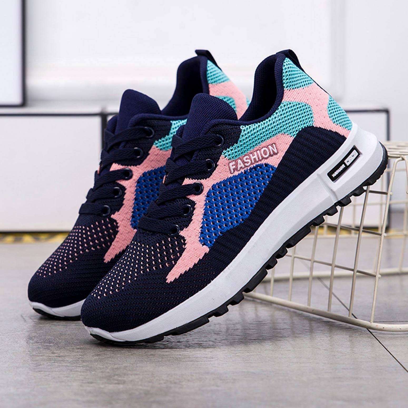 Hbeylia Women's Tie-Dye Running Shoes - Lightweight Air Cushion Sneakers with Anti-Skid Sole for Walking, Tennis & Casual Wear | Fashion Platform Wedge Design & Breathable Mesh Upper | Perfect for Workouts, Gym, Travel & Everyday Use