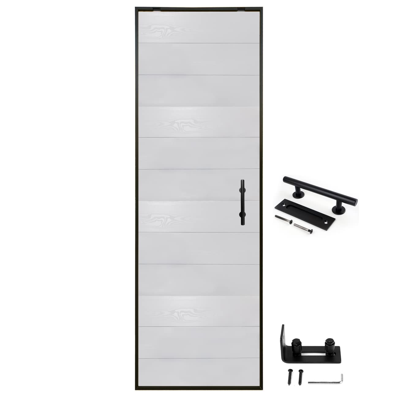 TOPHAND 28x84 Inch Modern Barn Door Kit - Unfinished Stainless Steel Frame (20-42 Inch Sizes) - Easy Assembly Sliding Barn Door for Bedroom, Closet & Home Office