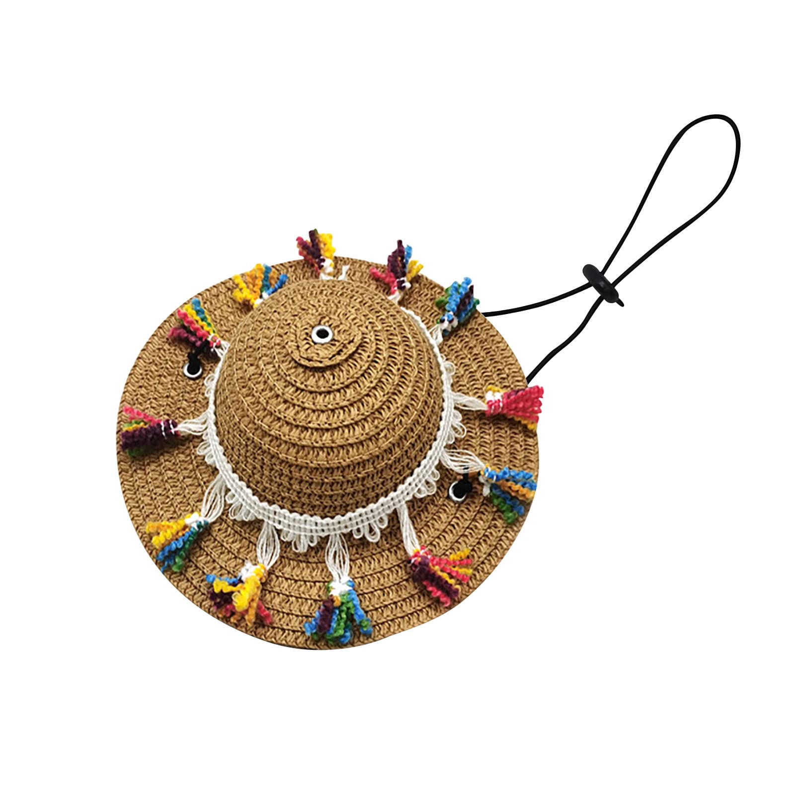 Jolincc Mini Straw Sombrero Hat for Small Pets - Mexican Party Hat for Dogs & Cats, XS Size in Coffee - Perfect for Pet Birthdays, Costume Parties & Themed Events