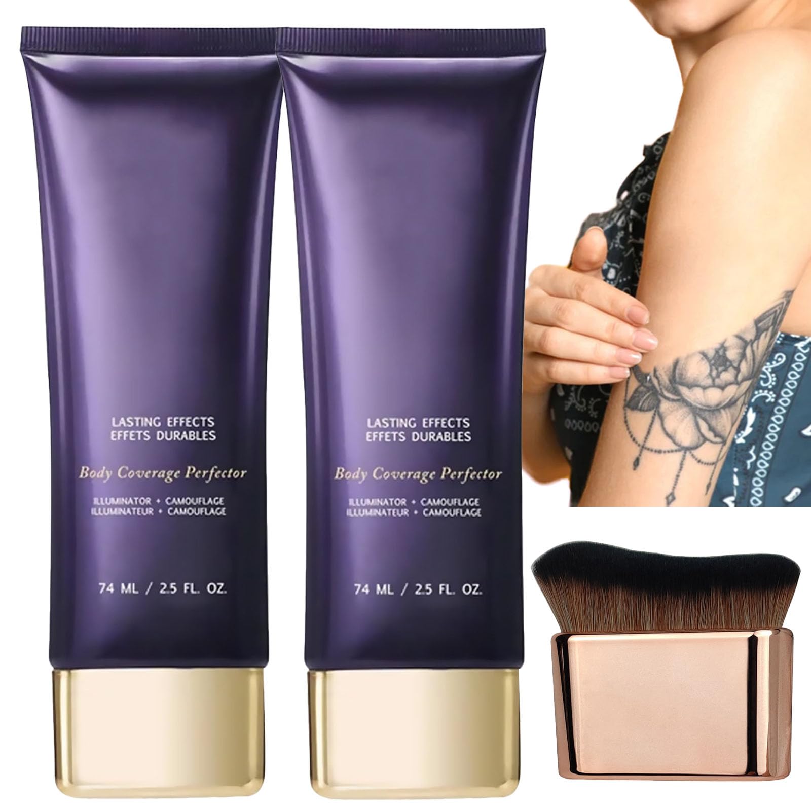 TopSkin Waterproof Tattoo Cover Up Makeup - Full Body Concealer with Brush, Leg & Arm Tattoo Concealing Makeup for Long Lasting Coverage | Perfect for Beach, Pool Parties & Professional Events