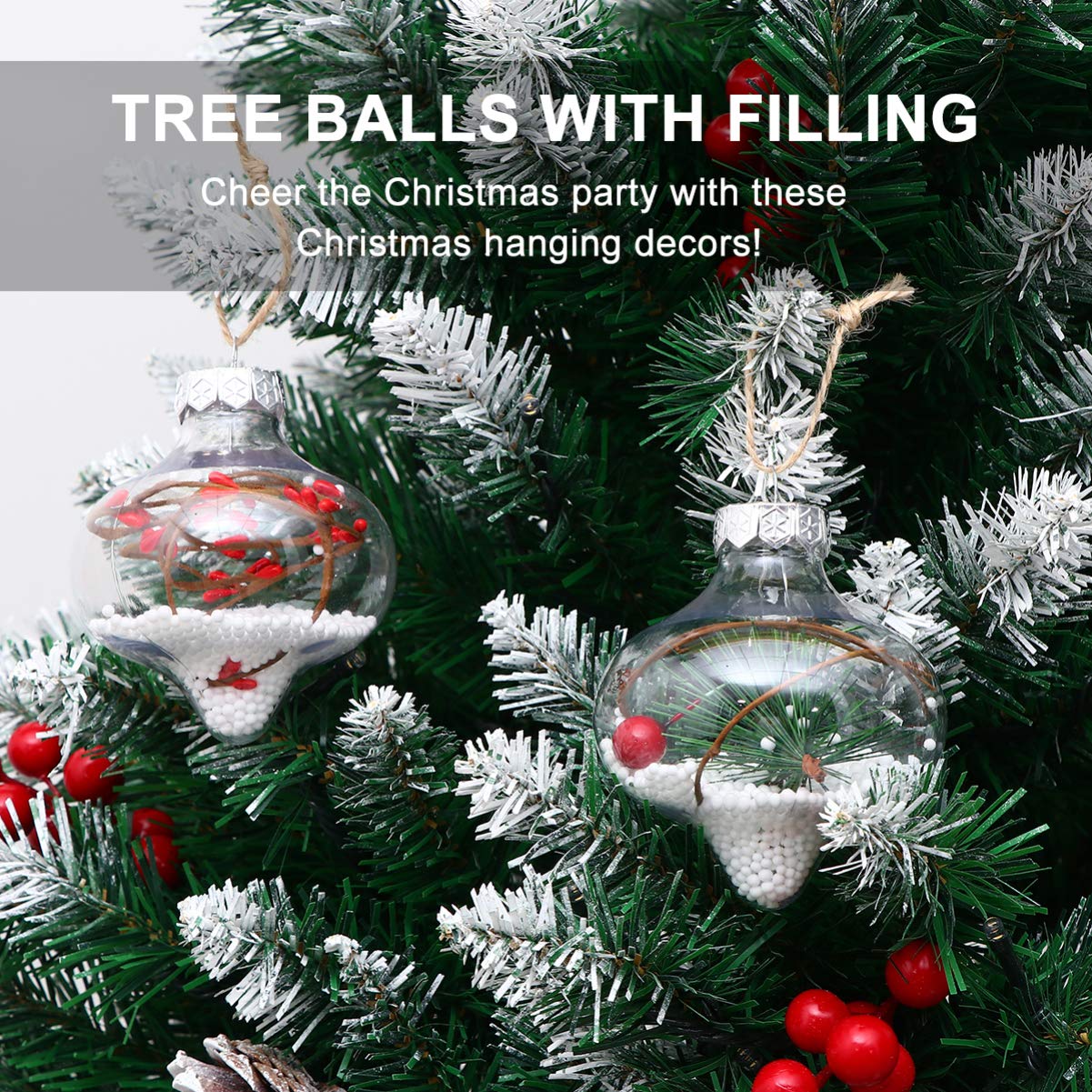 6pcs Christmas Tree Decorations - Transparent Glass Baubles & Plastic Lemon Ornaments for Winter Hanging, Fireplace & Holiday Decor | Hemoton