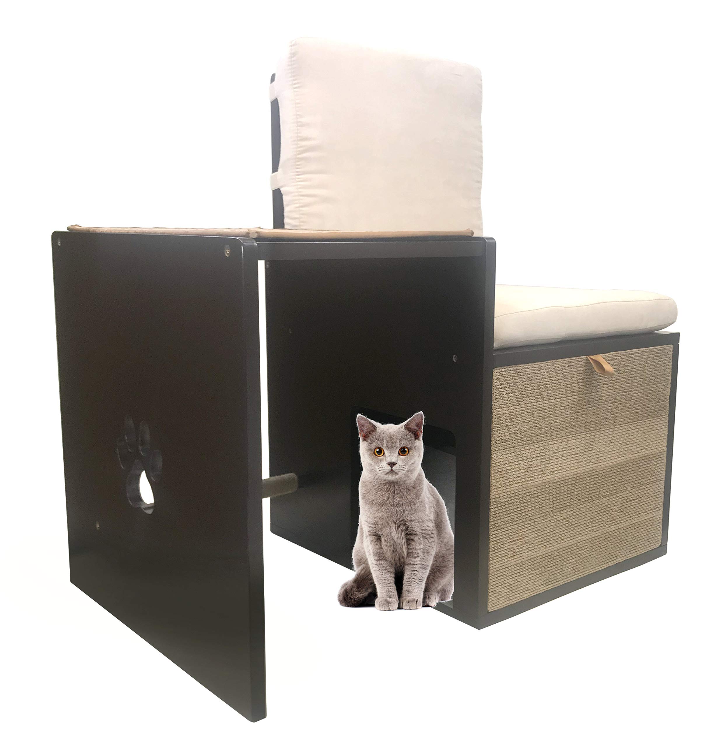 Penn-Plax Cat Walk Furniture: Modern Love Seat Bench & Play Hide for Pets – Stylish Pet Furniture for Small Cats & Dogs | Perfect for Living Rooms, Bedrooms & Home Decor