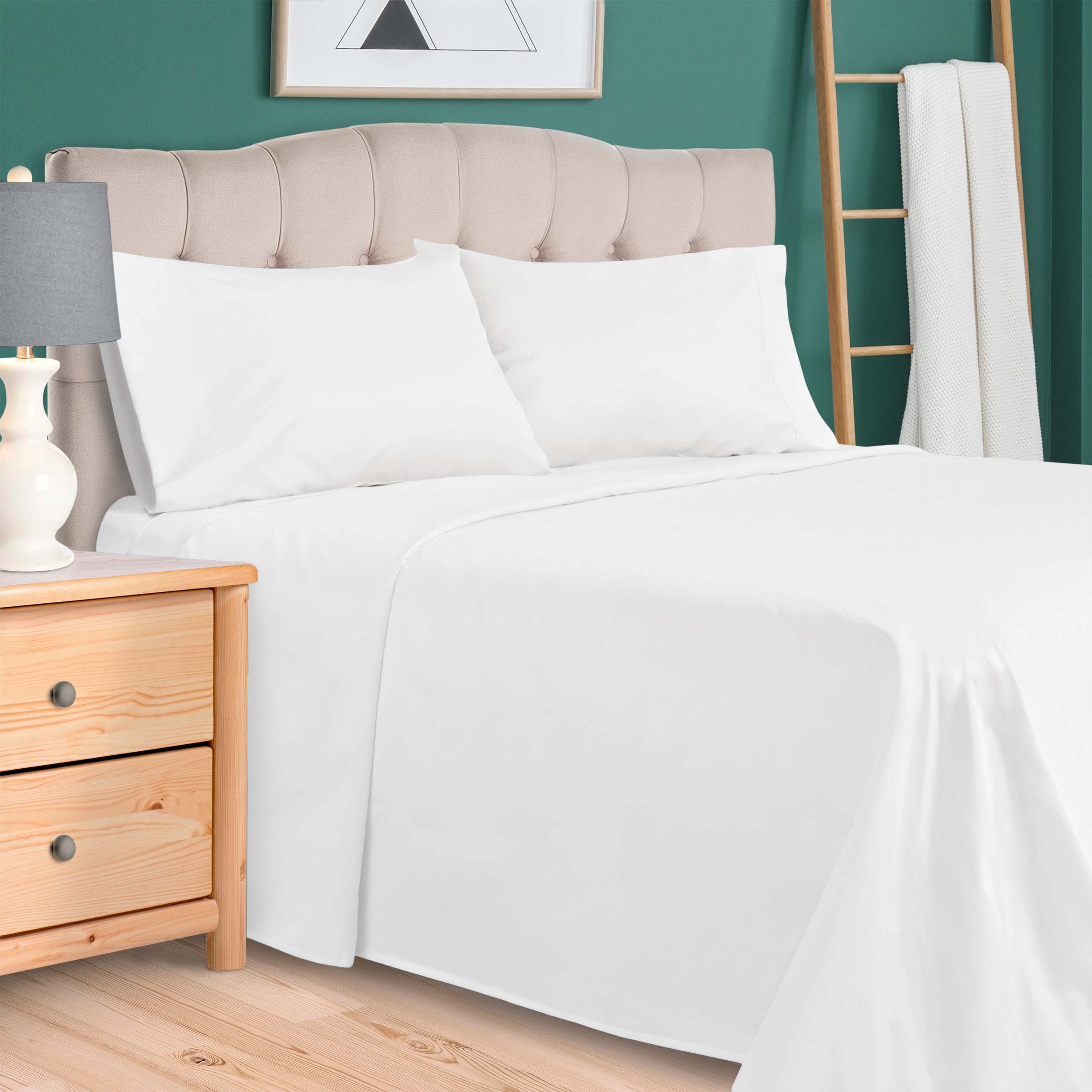 Premium 100% Egyptian Cotton 300 Thread Count Bed Sheet Set - Queen Size, 4-Piece (Flat Sheet, Fitted Sheet, 2 Pillowcases) - Soft, Breathable & Wrinkle-Resistant for Ultimate Comfort - Perfect for Luxury Hotels, Master Bedrooms & Guest Rooms