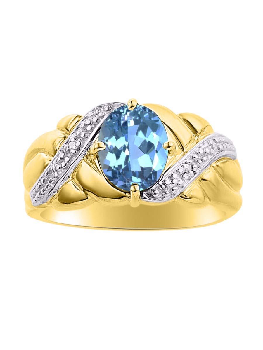 RYLOS 14K Gold Plated Sterling Silver Oval Gemstone Ring for Women - 9x7mm Oval Cut Diamond Jewelry, Size 5-13 - Elegant Gift for Anniversary, Engagement & Everyday Wear