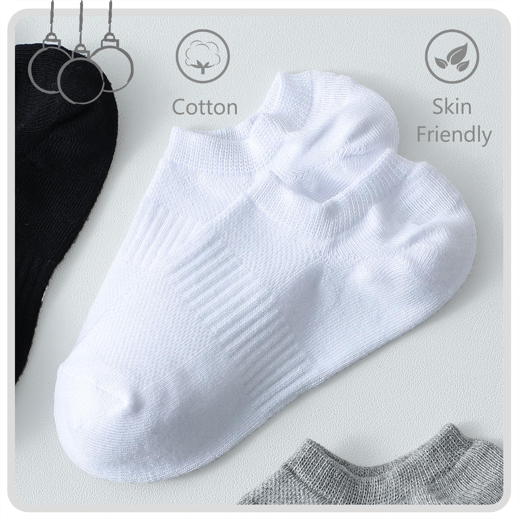 12 Pairs No Show Socks for Kids & Adults - Low Cut Cotton Non-Slip Invisible Socks for Girls, Boys, Youth - Perfect for School, Sports, and Everyday Wear
